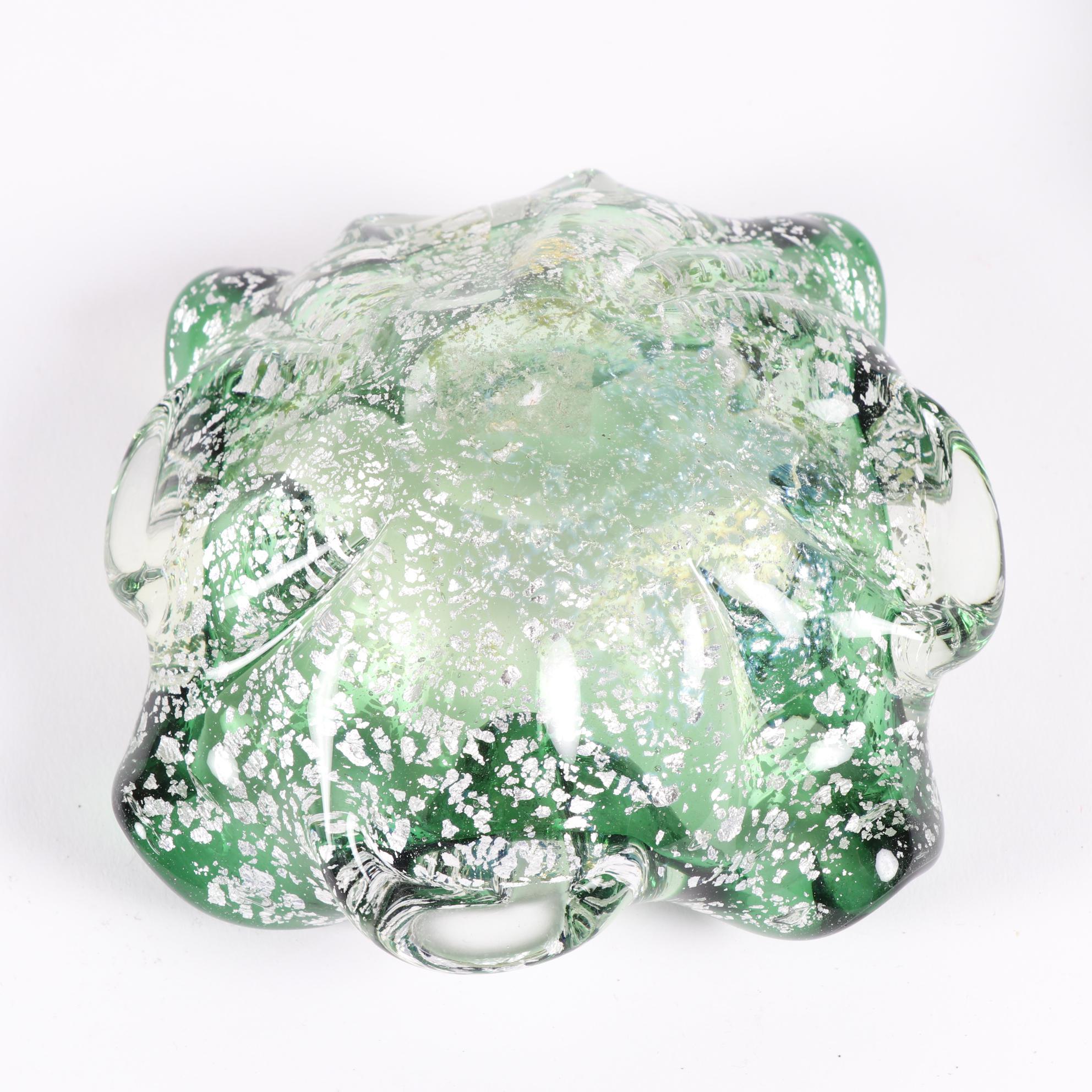 Murano Style Green Art Glass Ash Receivers