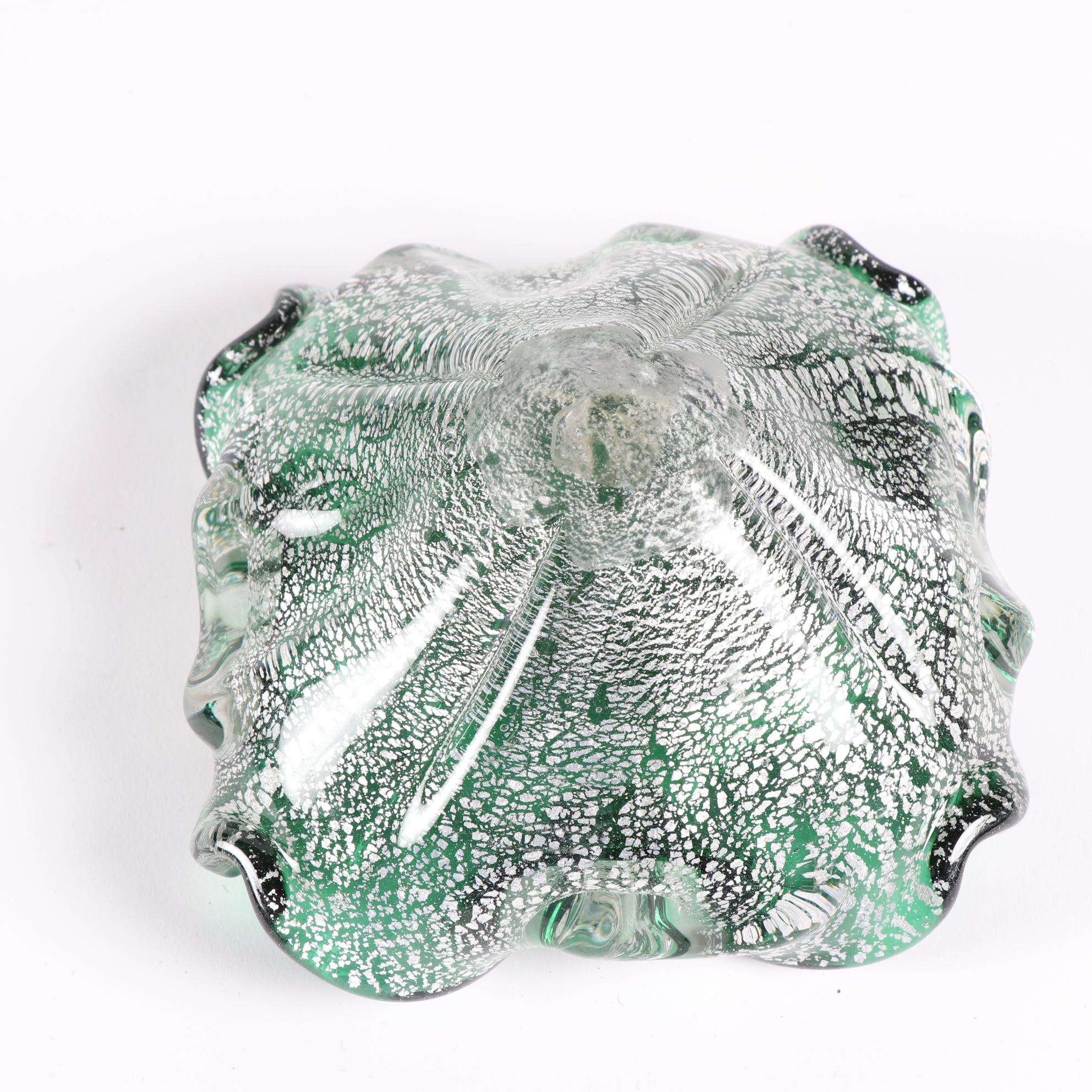 Murano Style Green Art Glass Ash Receivers