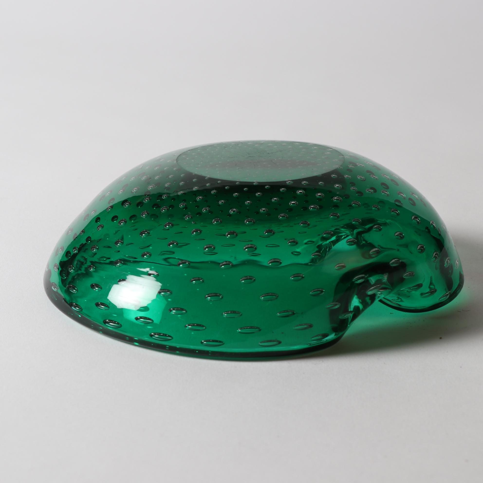 Murano Style Green Art Glass Ash Receivers