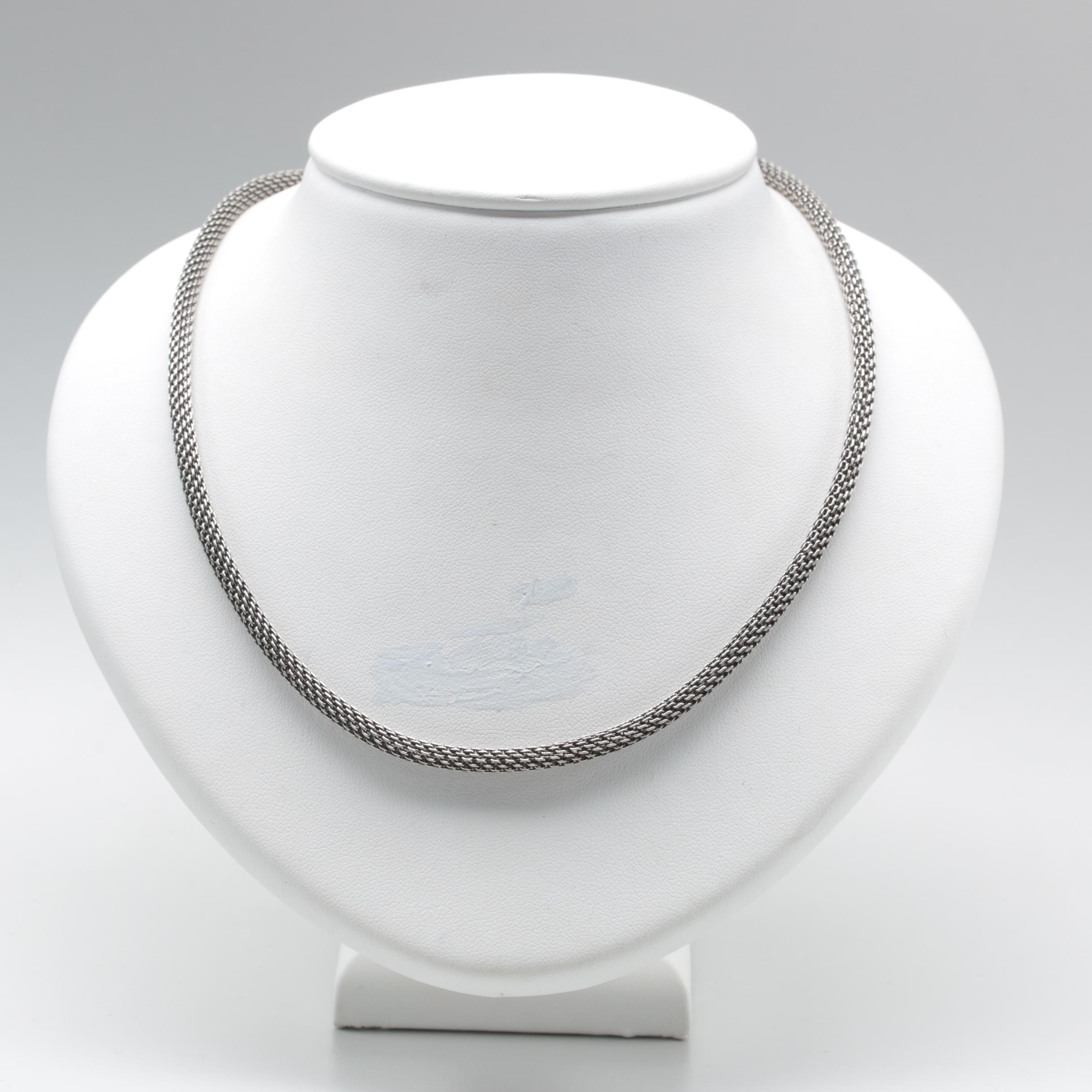 Sterling Silver Hollow Mesh Chain Necklace