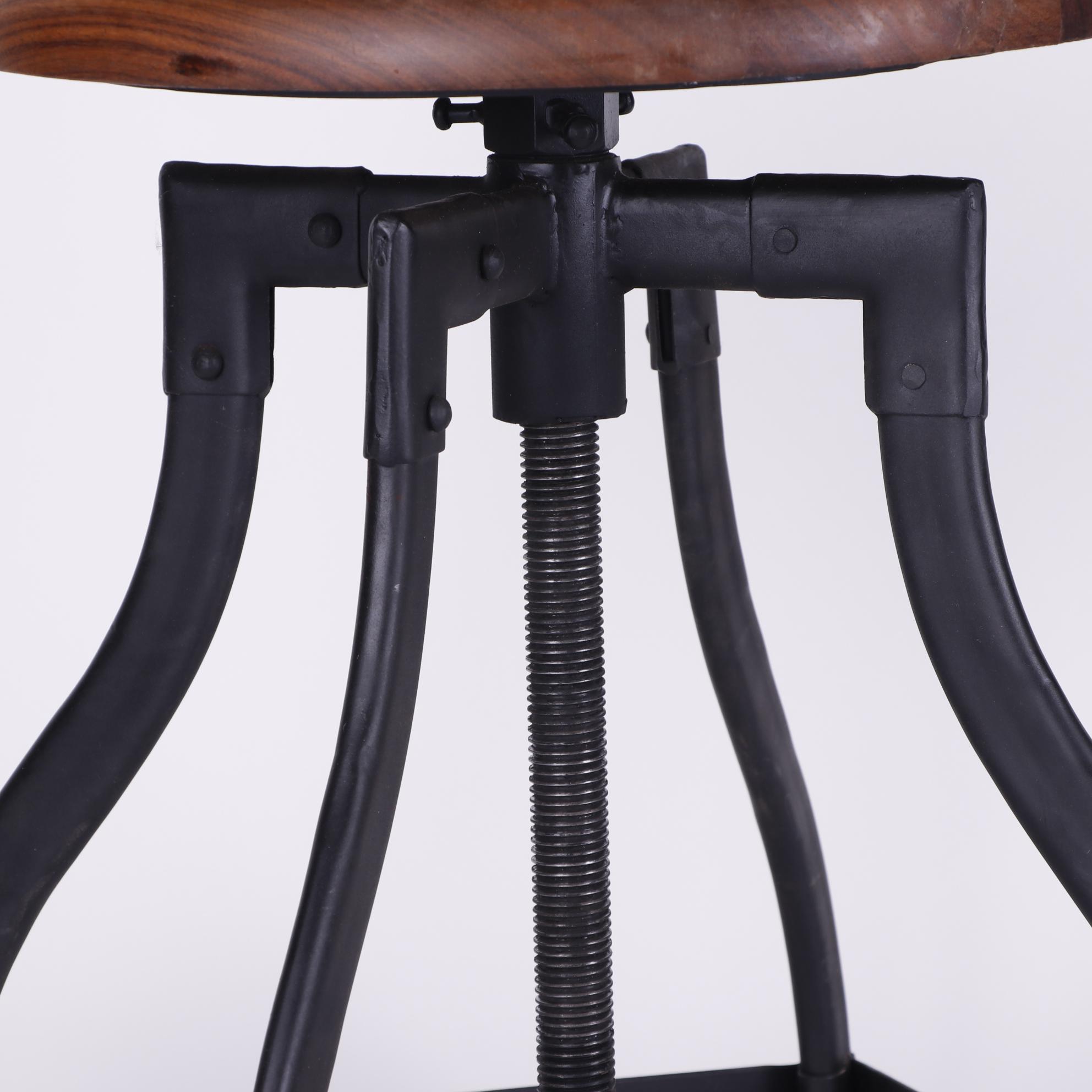 Industrial Style Metal and Wood Stool, 21st Century