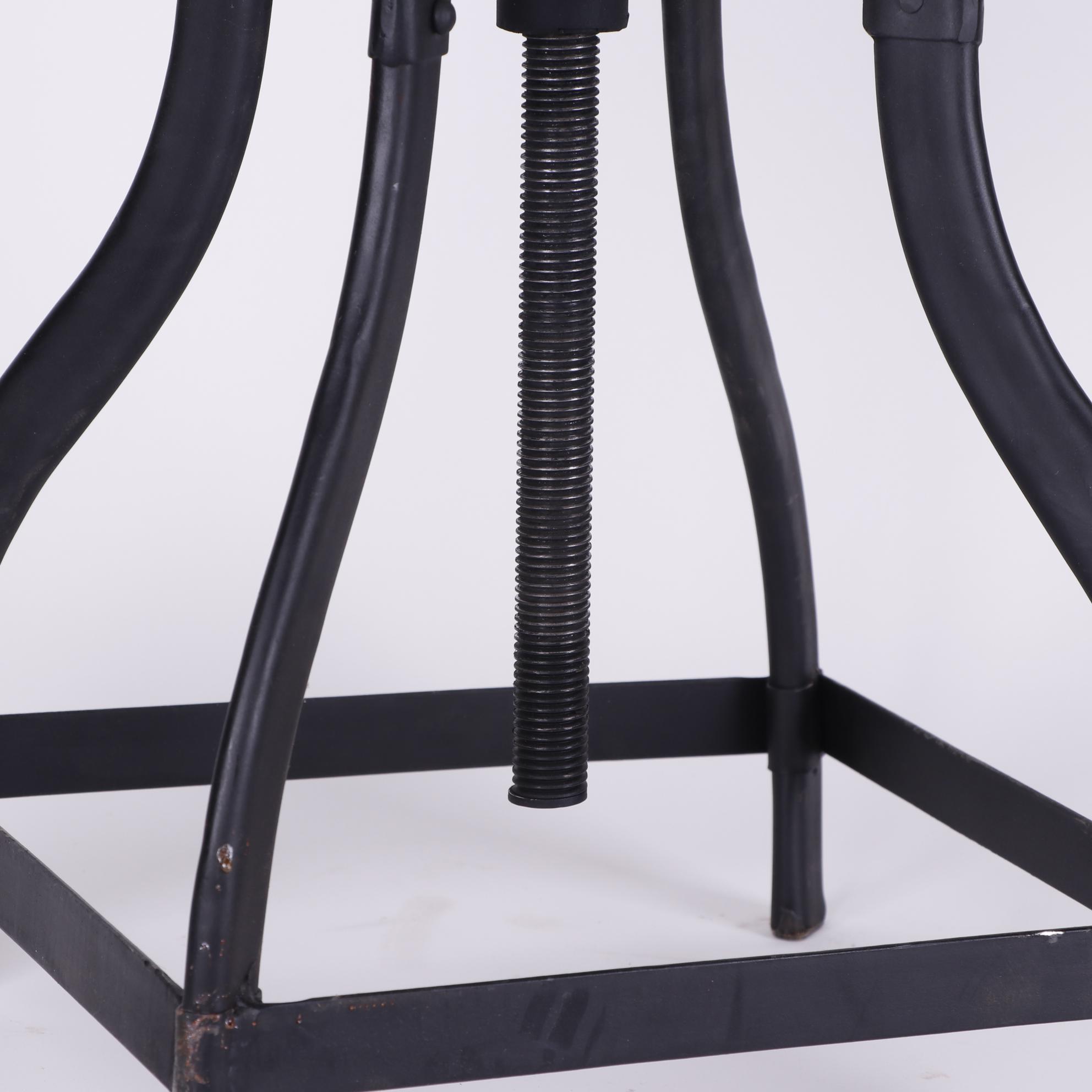 Industrial Style Metal and Wood Stool, 21st Century