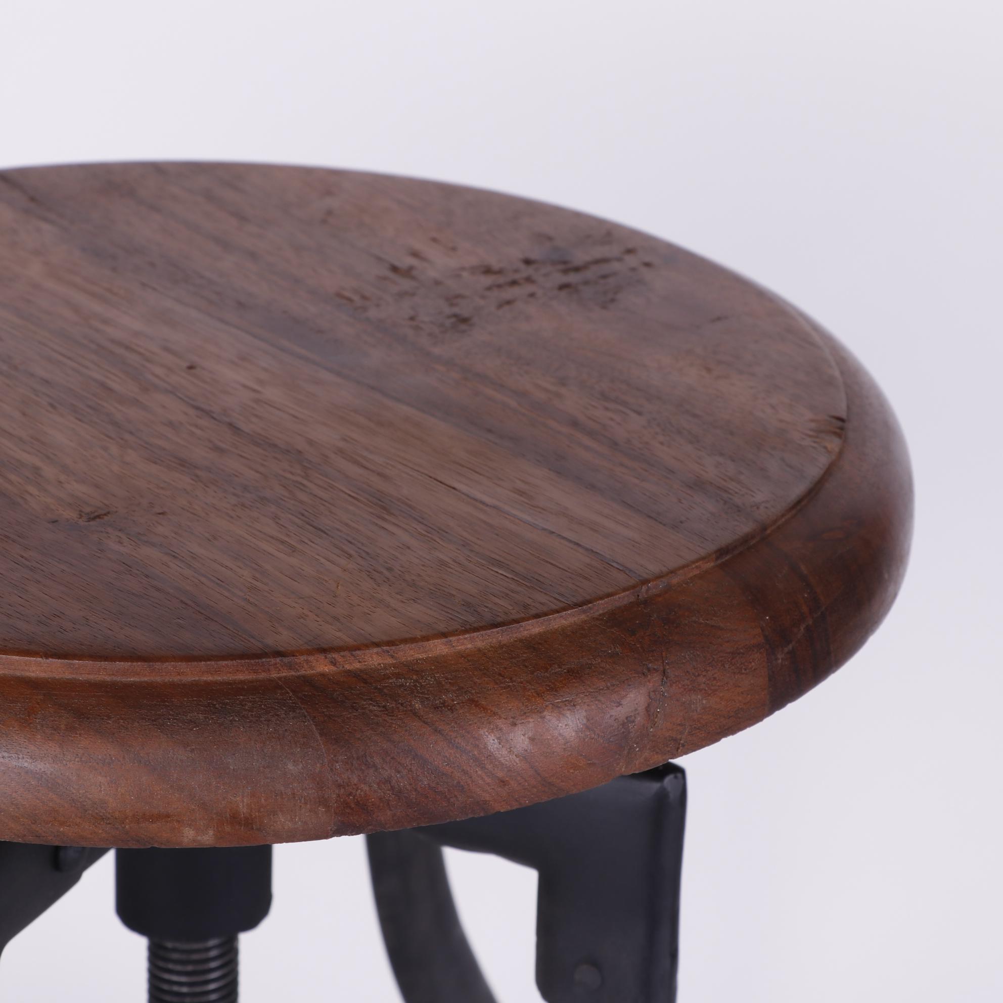 Industrial Style Metal and Wood Stool, 21st Century