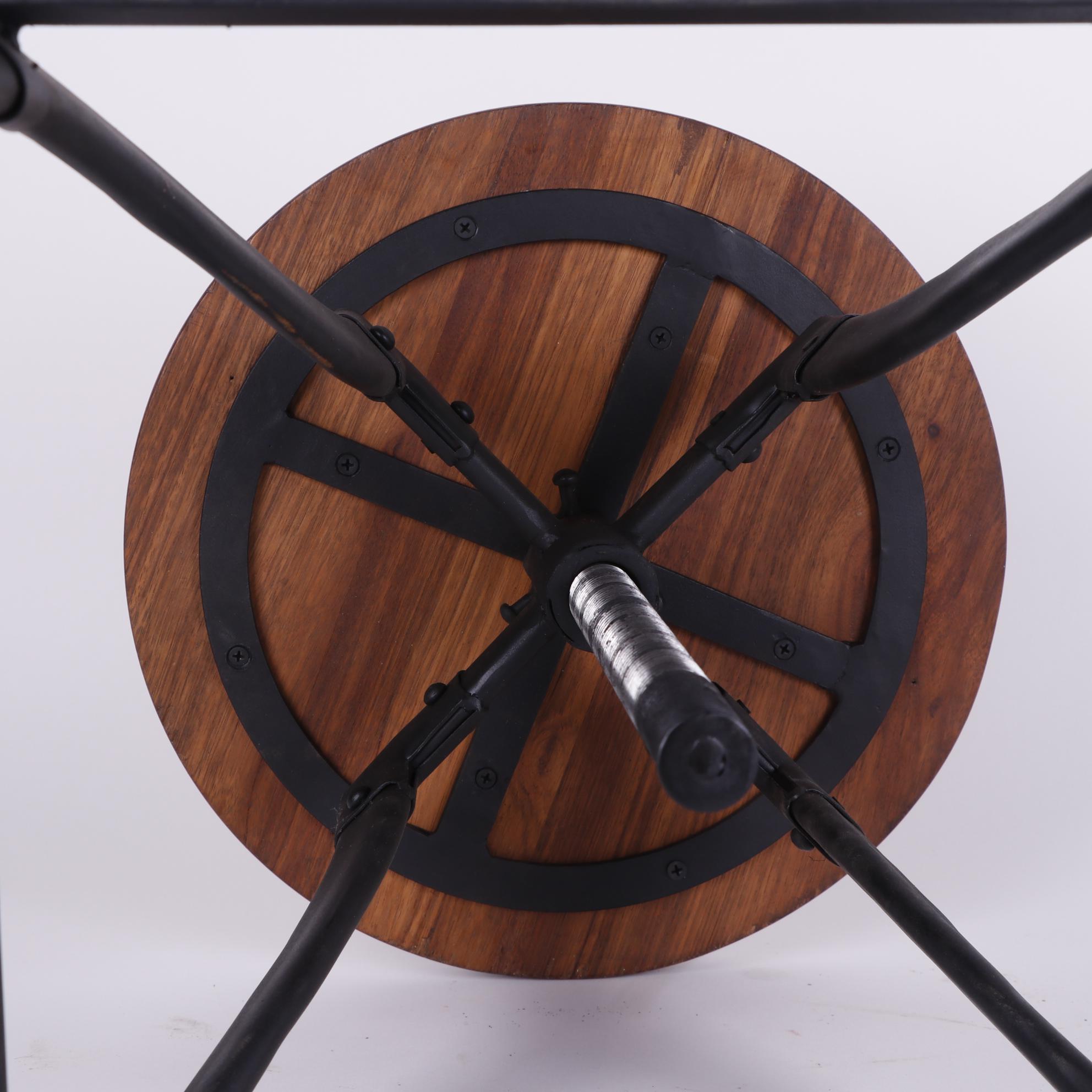 Industrial Style Metal and Wood Stool, 21st Century