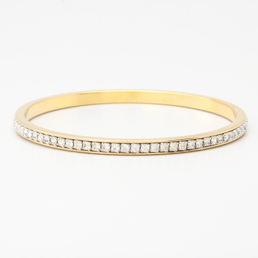 Gold Tone Glass Stone Bangle Bracelet