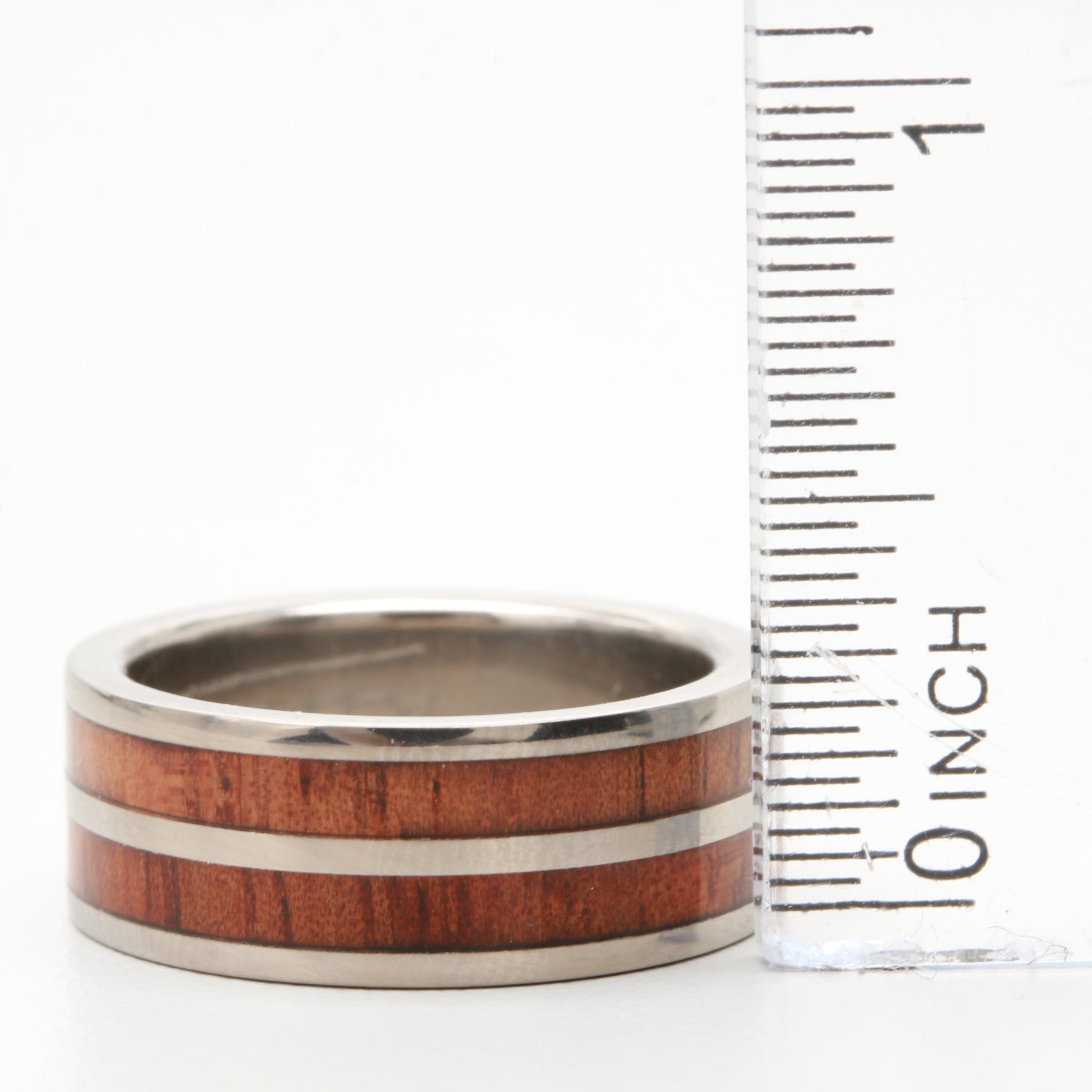 Titanium Wood Inlay Ring