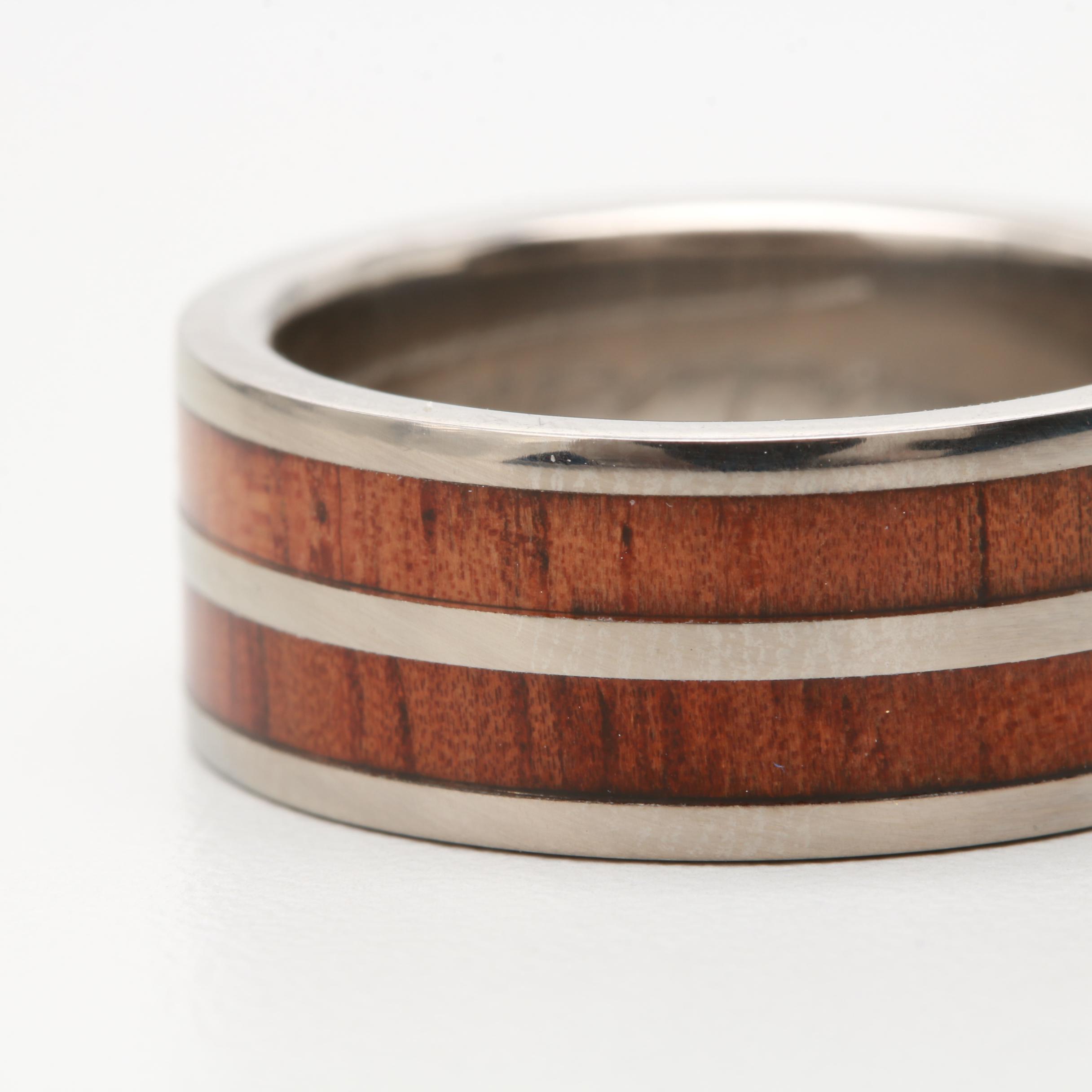 Titanium Wood Inlay Ring
