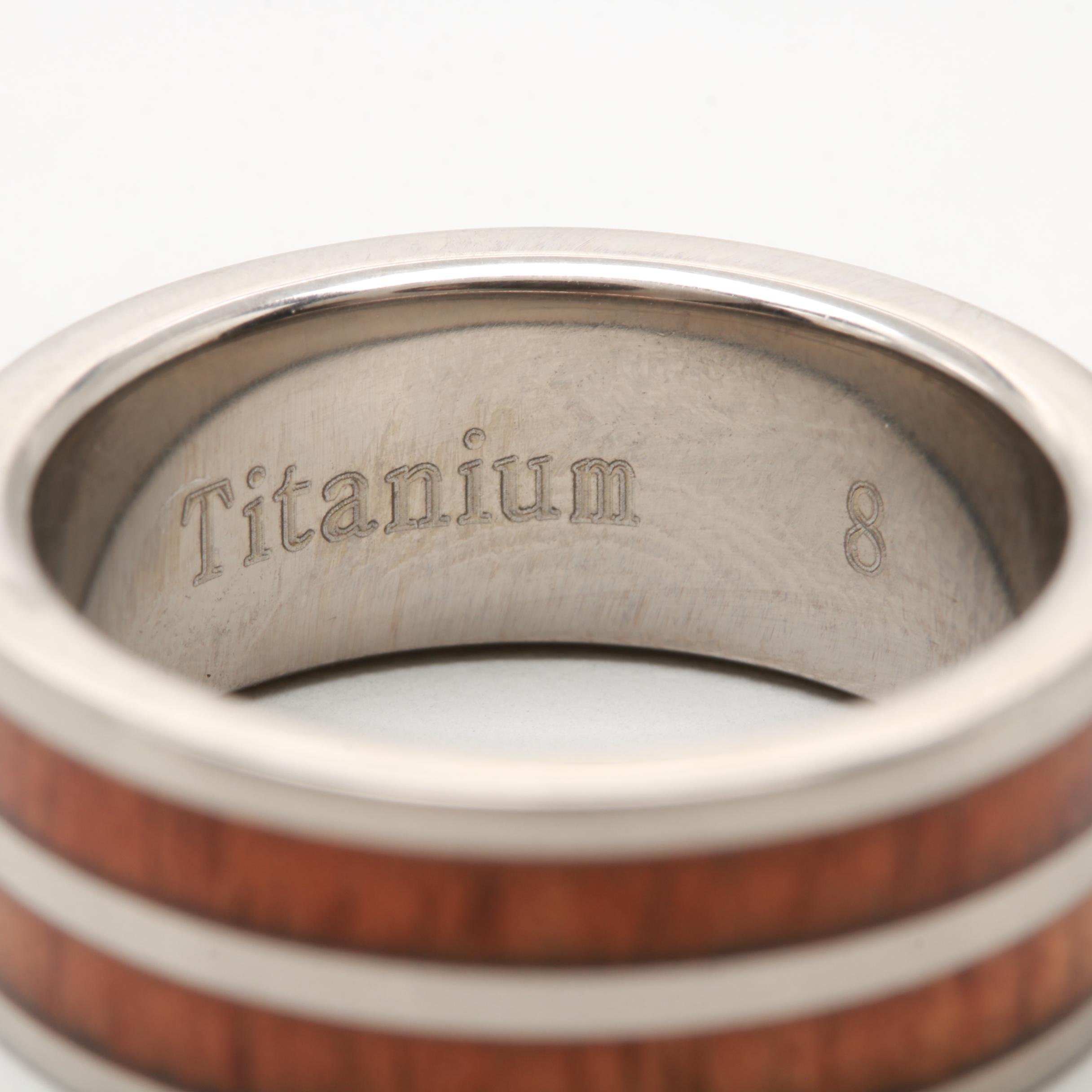 Titanium Wood Inlay Ring