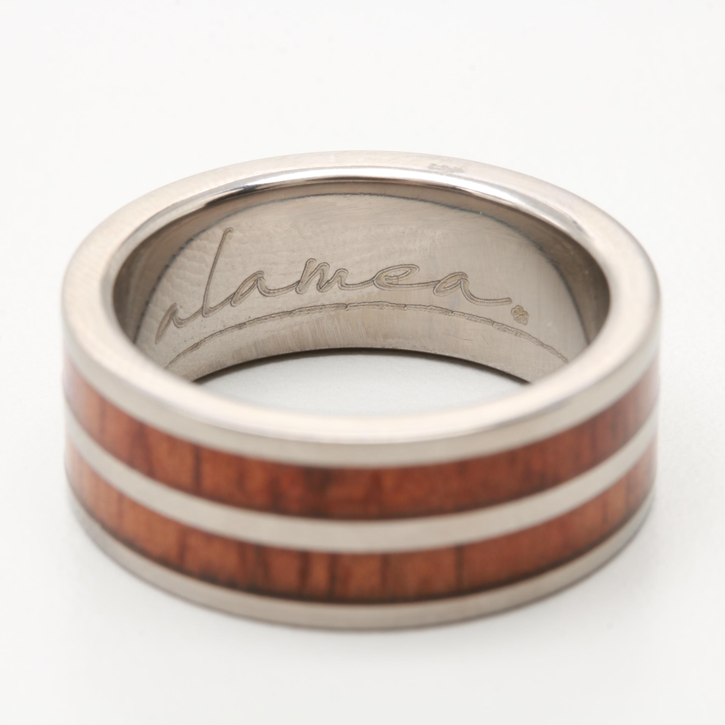 Titanium Wood Inlay Ring