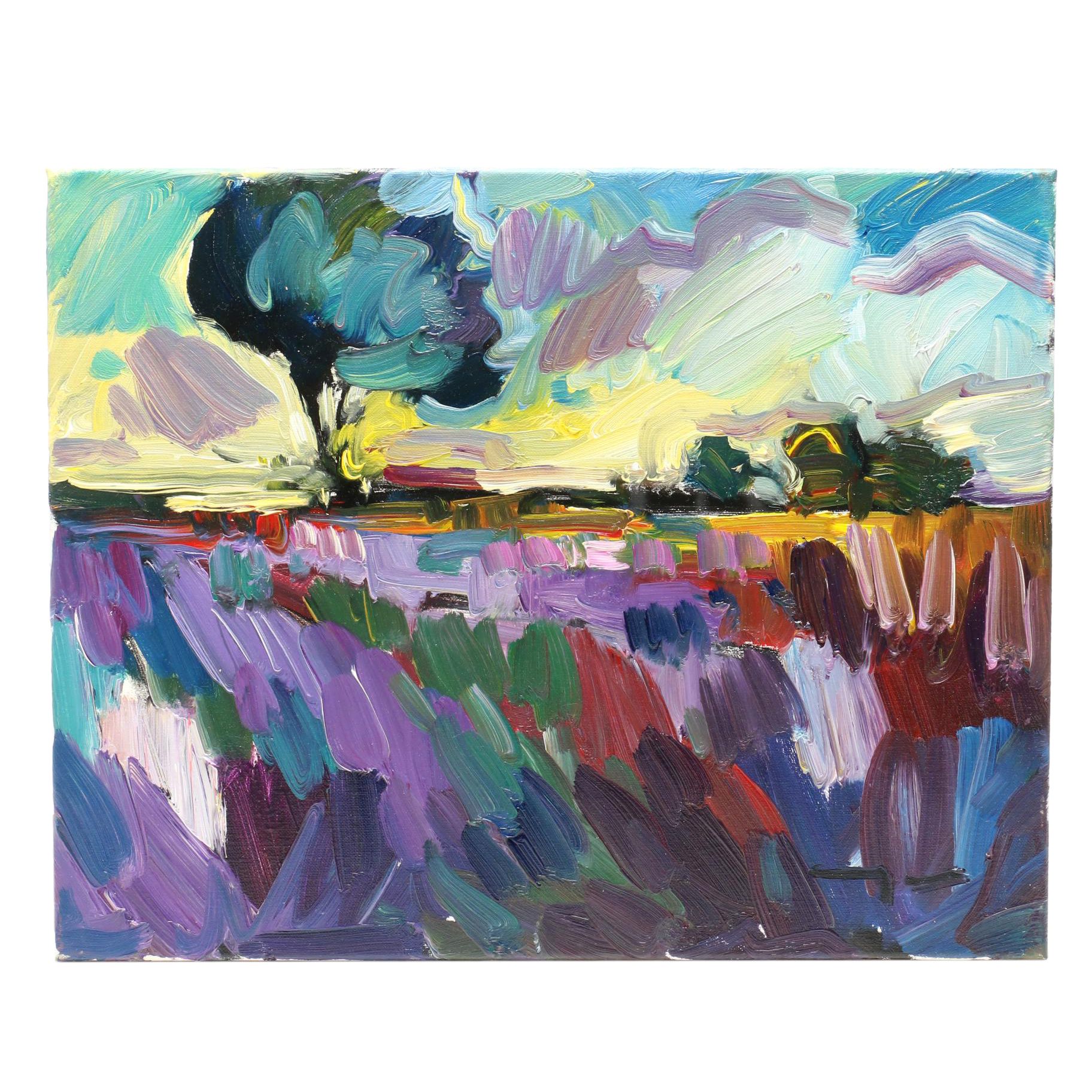 Jose Trujillo 2018 Oil Painting "Field of Flowers"