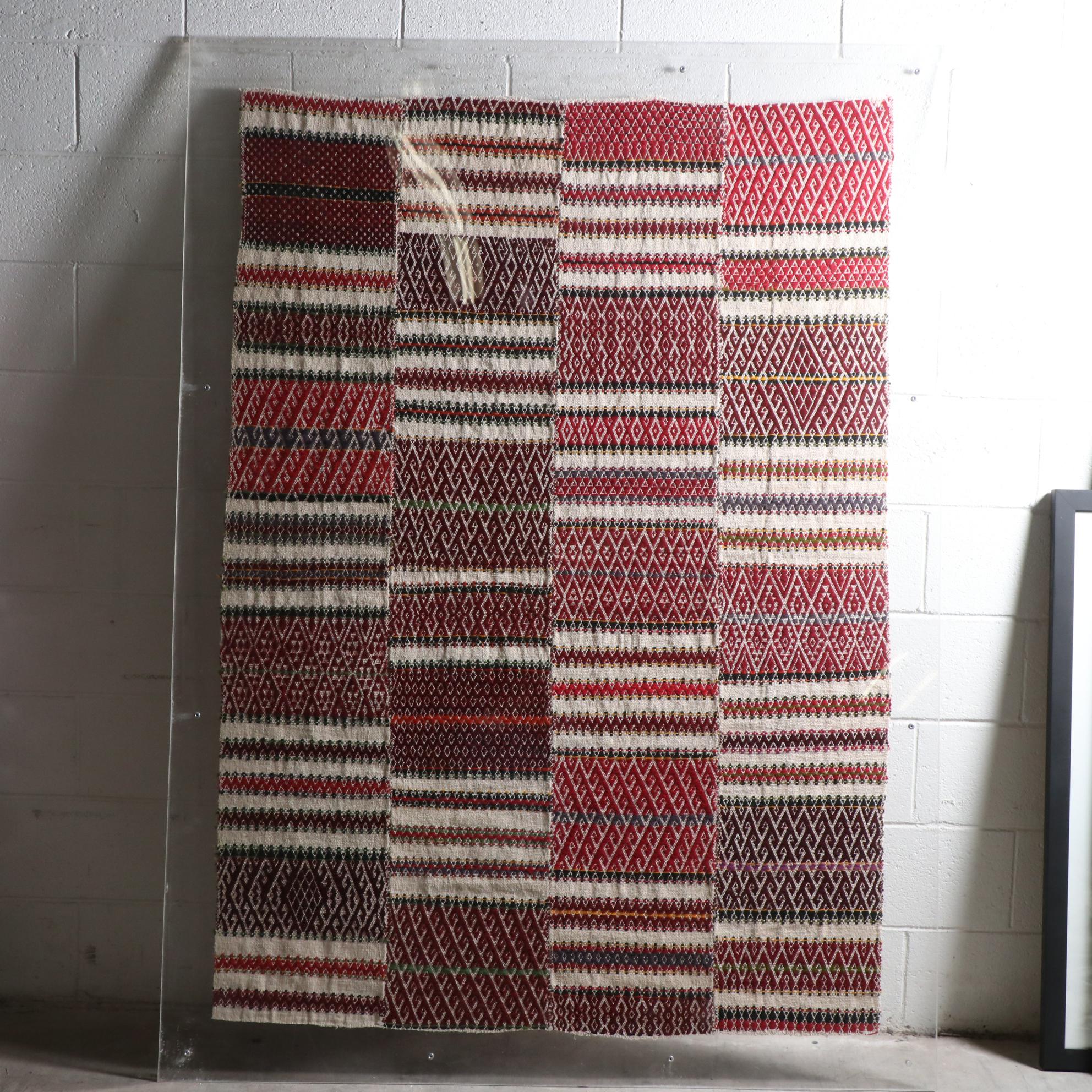 Handwoven Turkish Konya Wool Yastik Displayed in Plexiglass