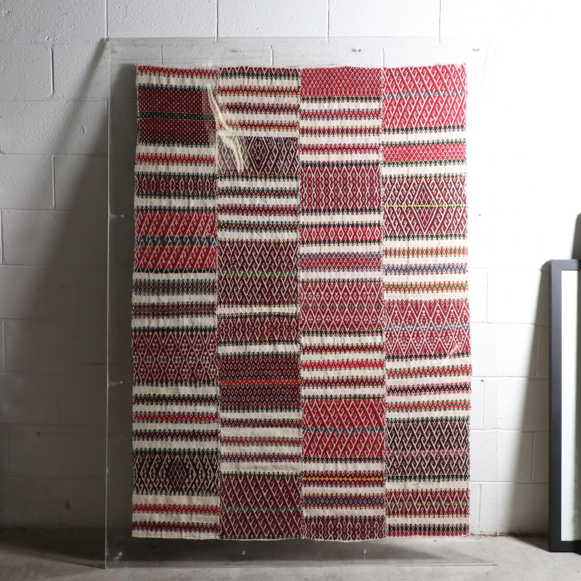 Handwoven Turkish Konya Wool Yastik Displayed in Plexiglass