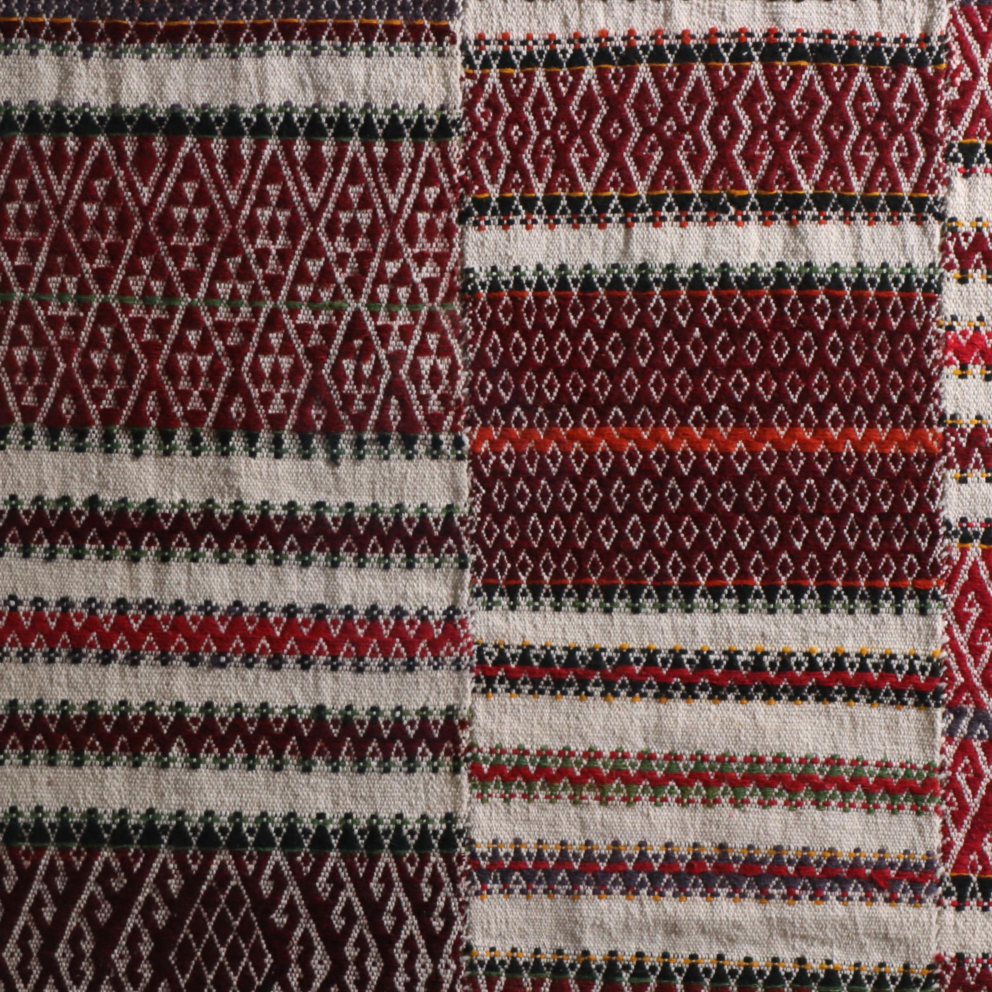 Handwoven Turkish Konya Wool Yastik Displayed in Plexiglass