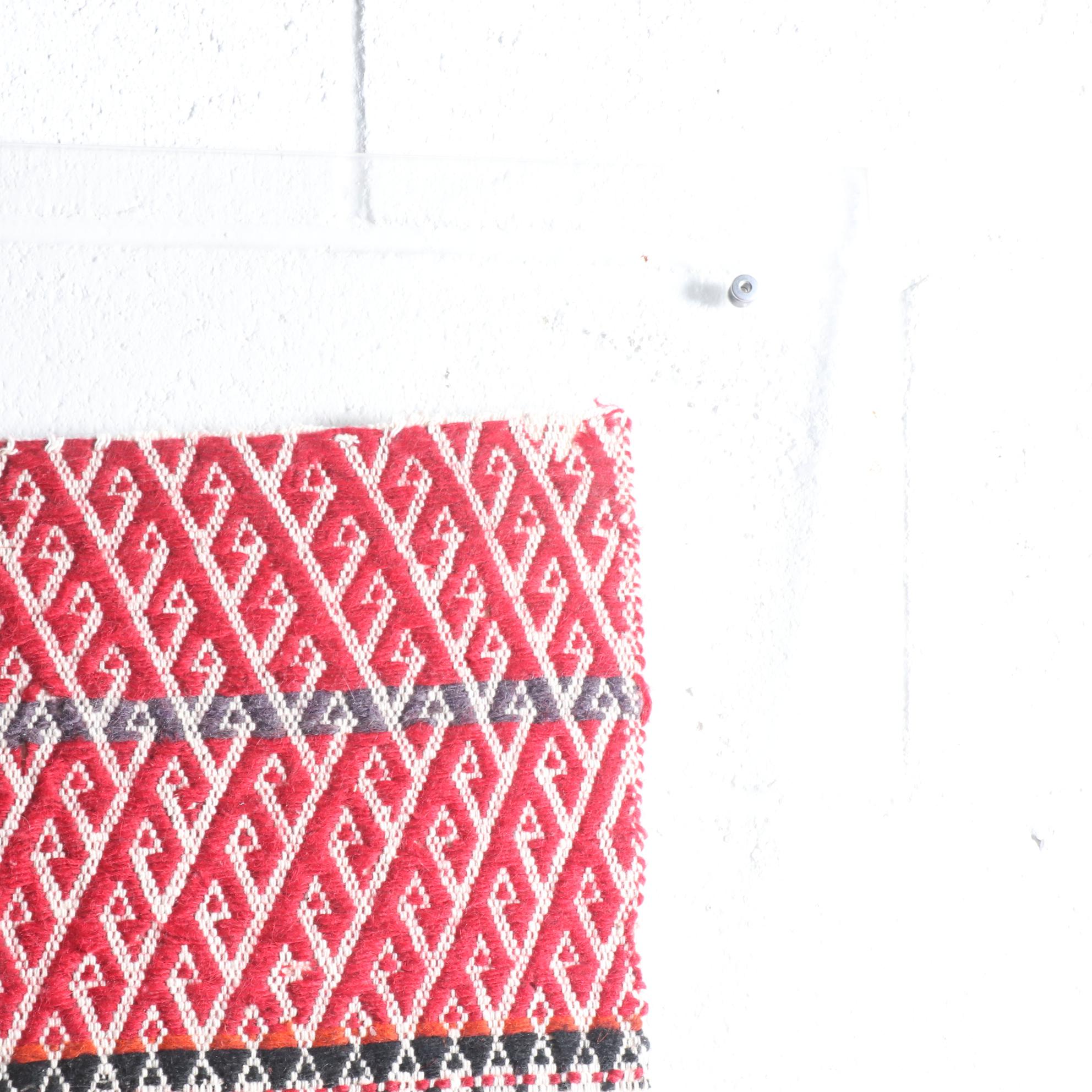 Handwoven Turkish Konya Wool Yastik Displayed in Plexiglass