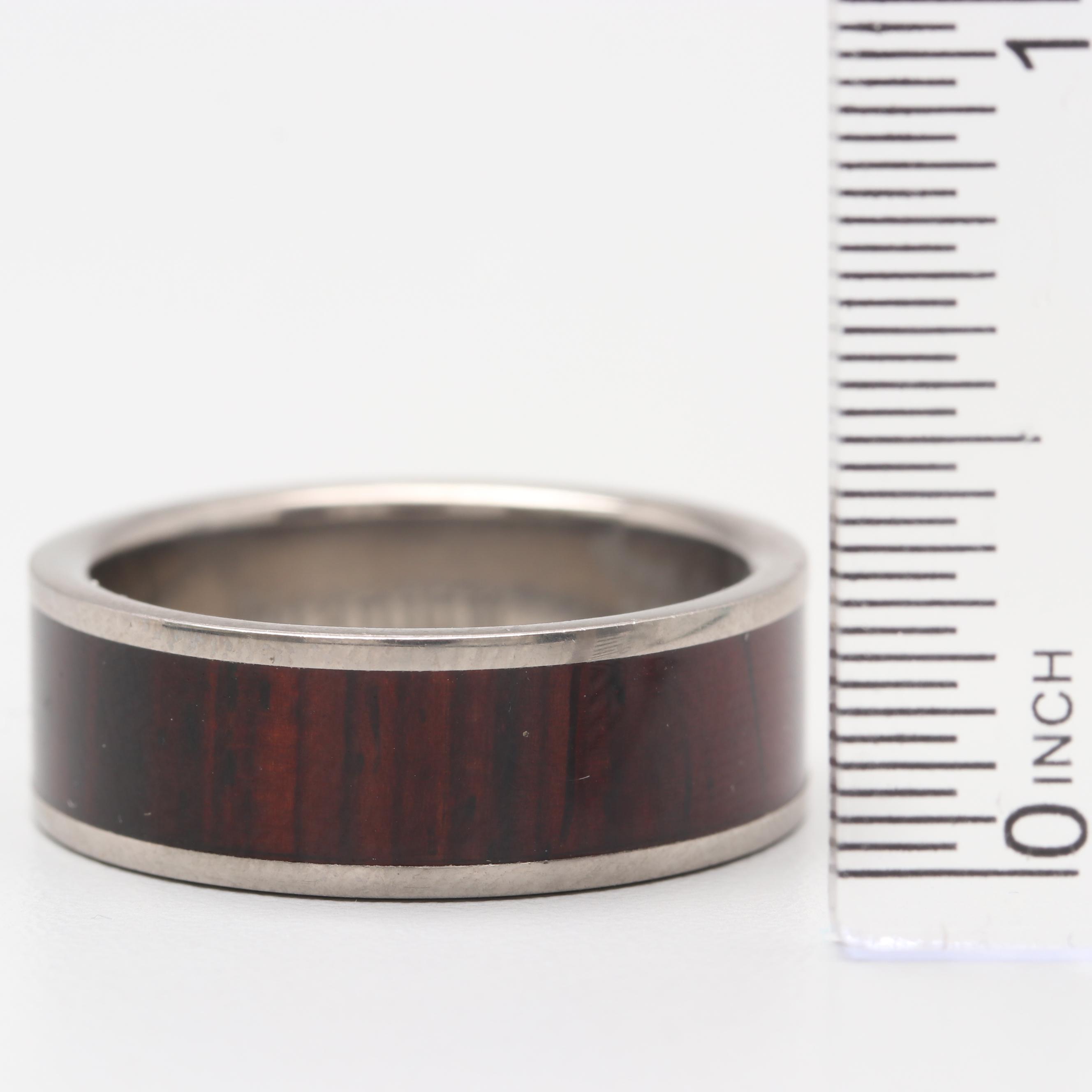 Titanium Ring with Wood Inlay