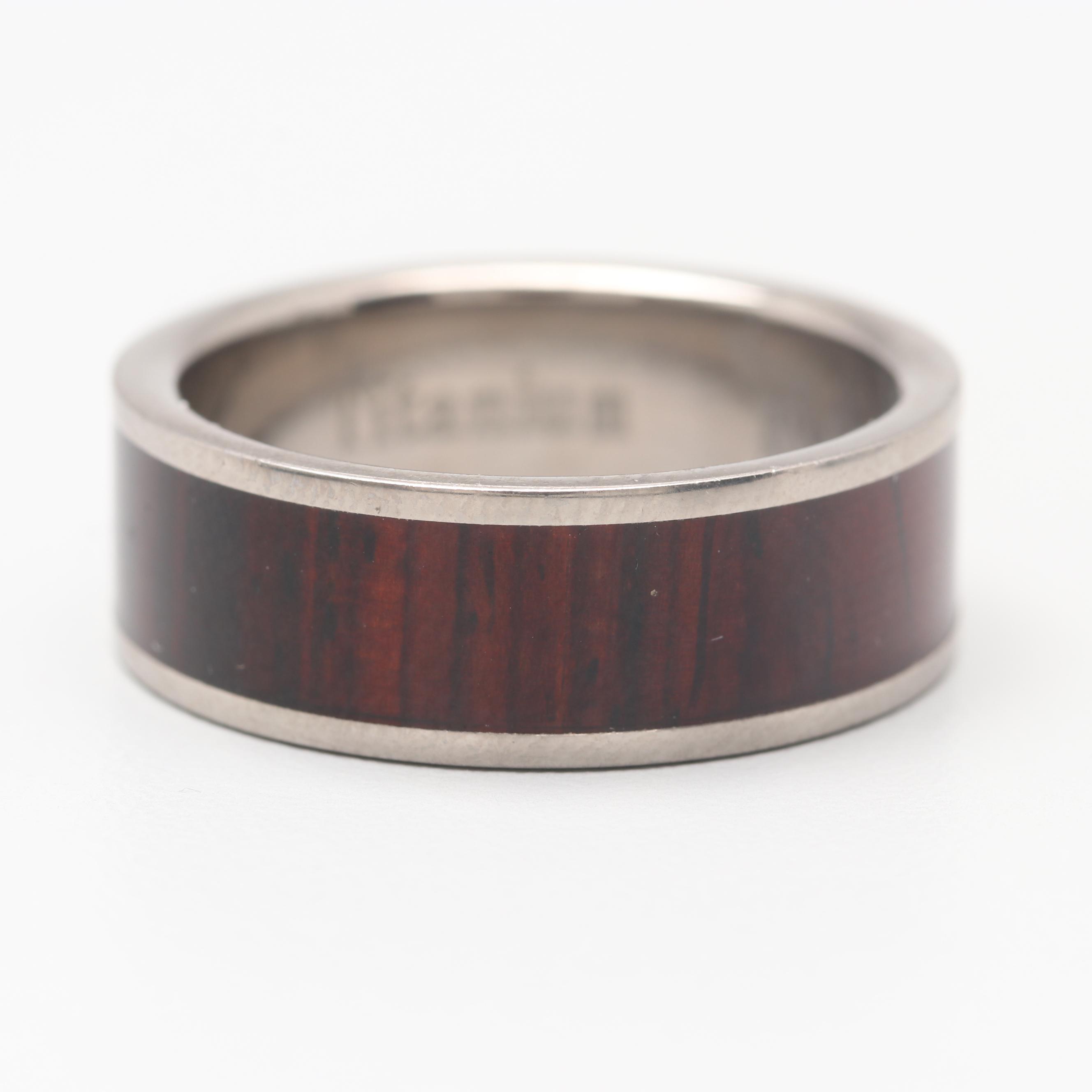 Titanium Ring with Wood Inlay