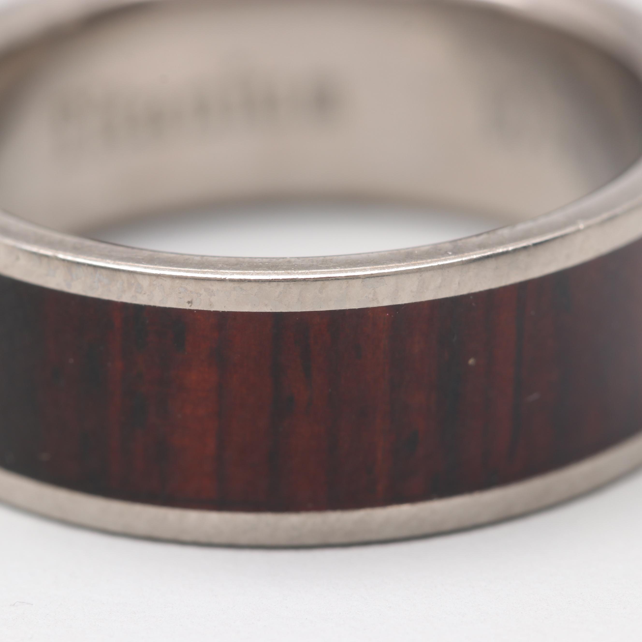 Titanium Ring with Wood Inlay