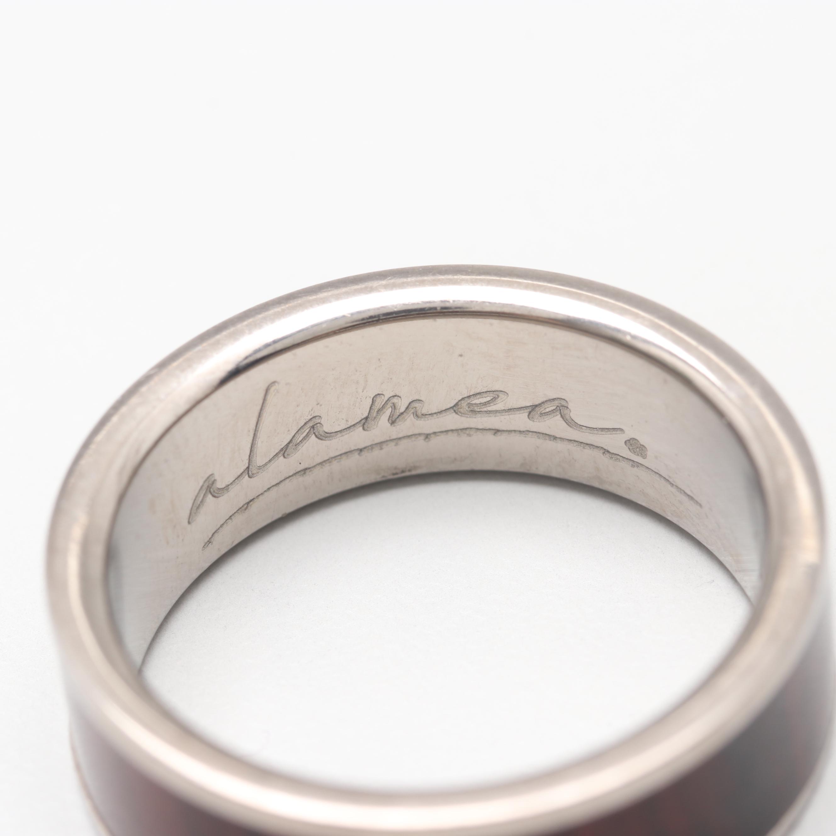 Titanium Ring with Wood Inlay