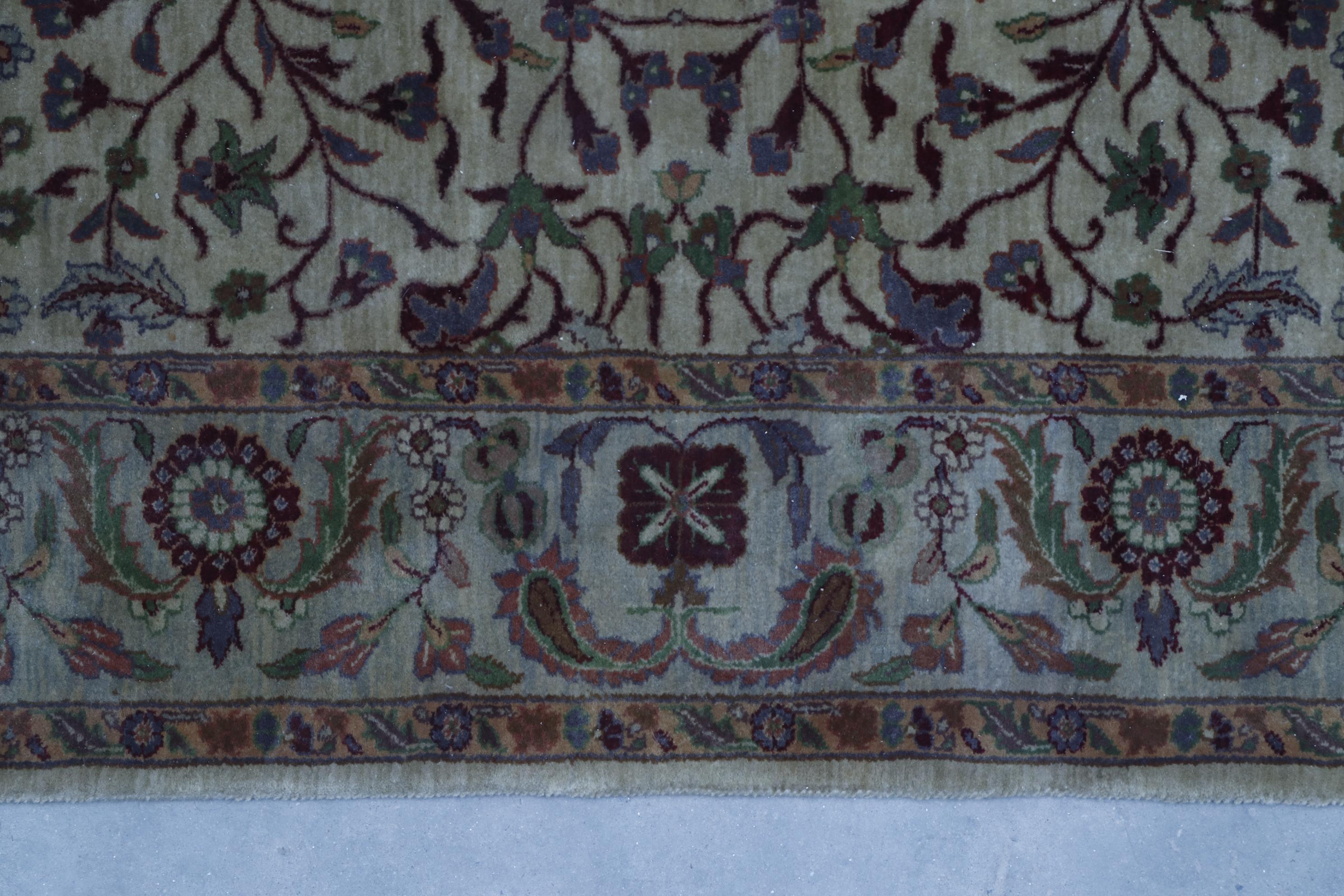 Finely Hand-Knotted Indo-Persian Wool Rug