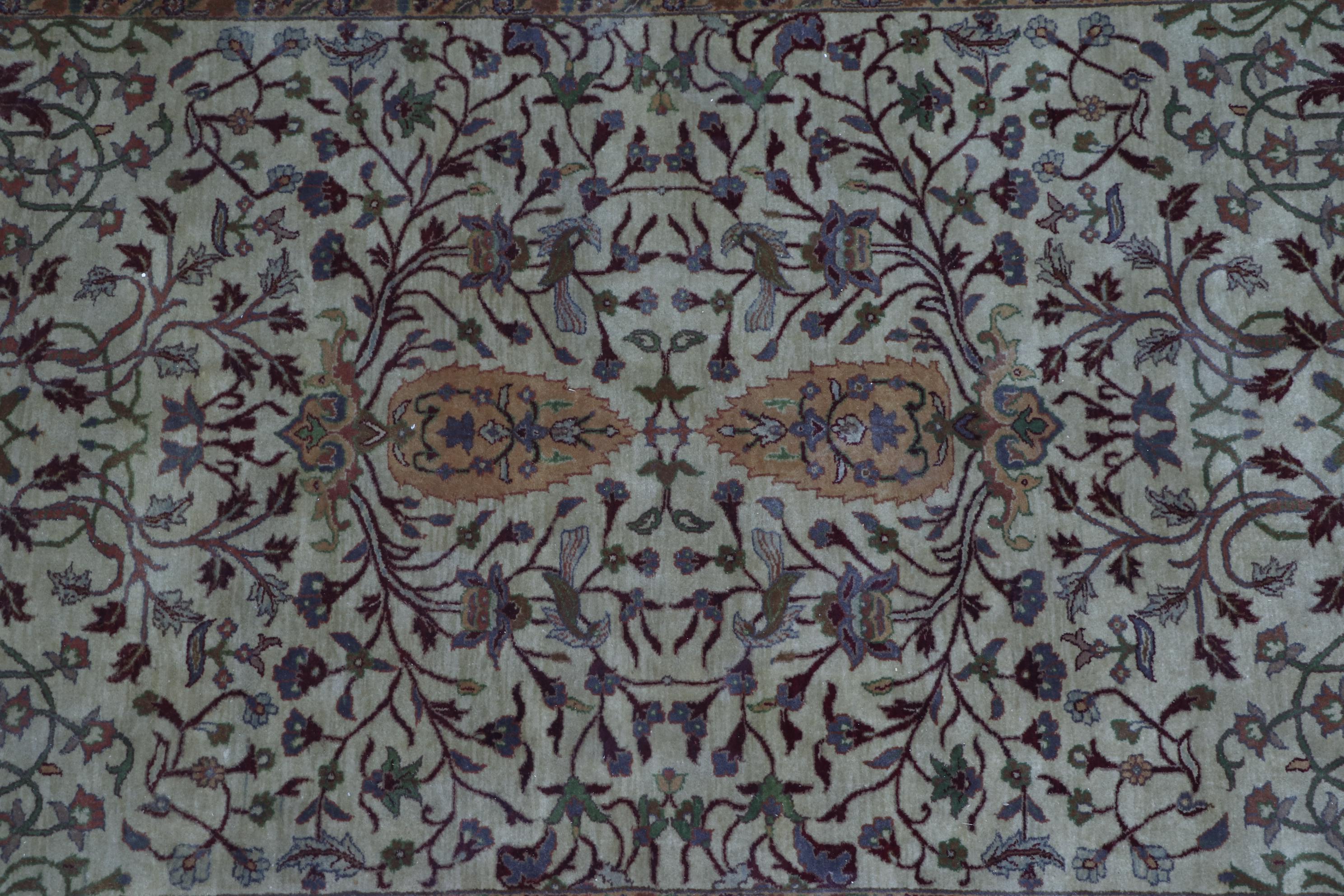 Finely Hand-Knotted Indo-Persian Wool Rug