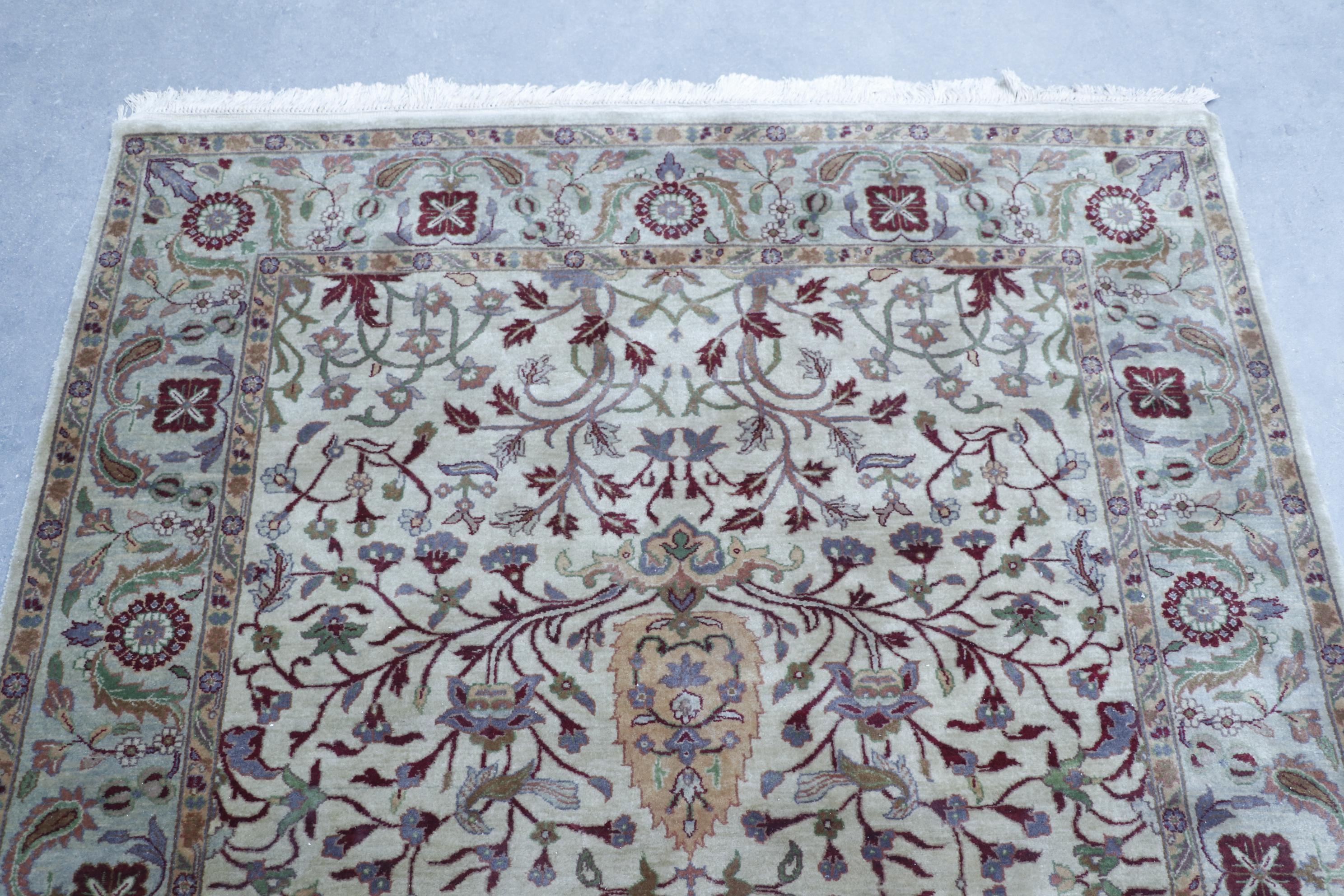 Finely Hand-Knotted Indo-Persian Wool Rug