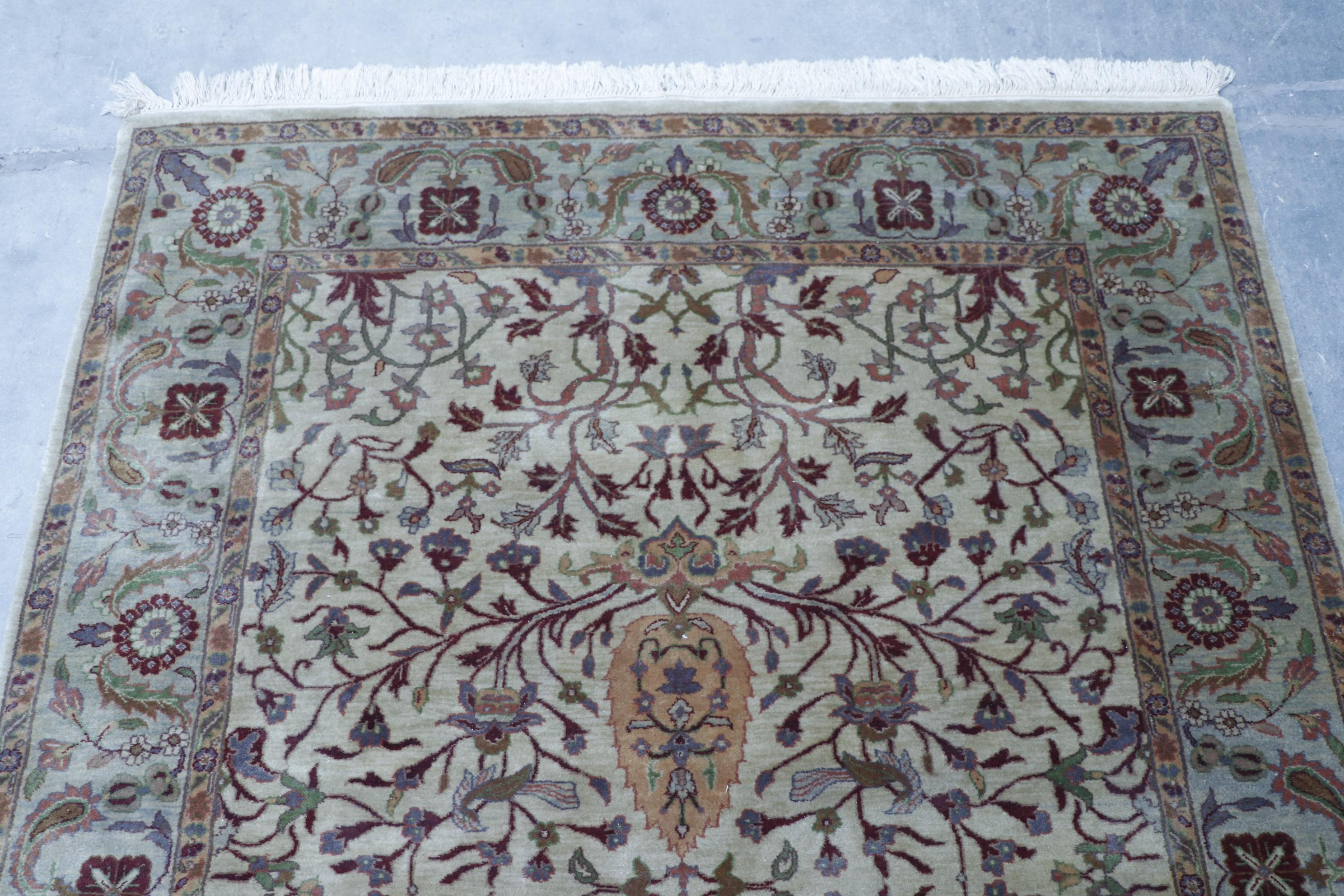 Finely Hand-Knotted Indo-Persian Wool Rug