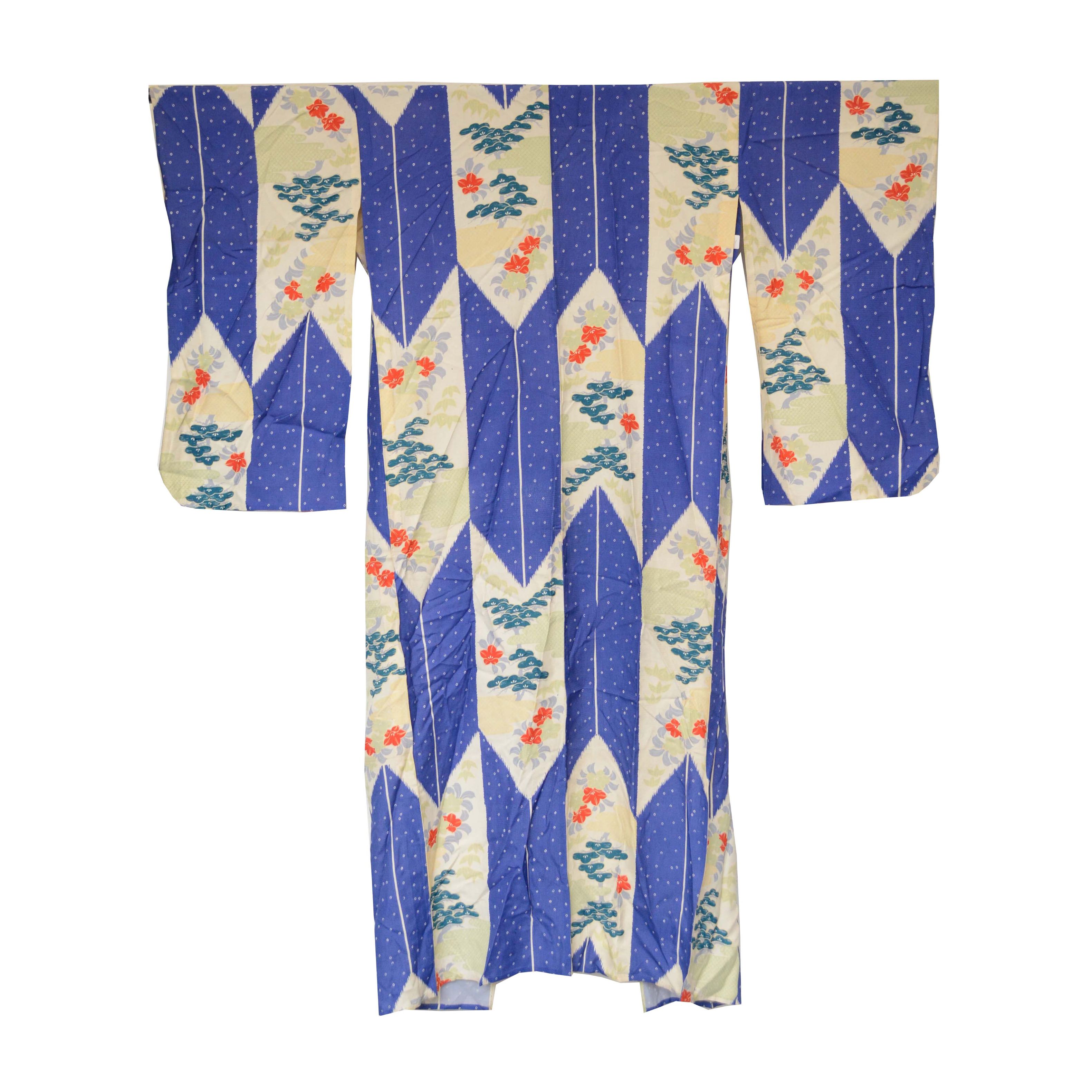 Circa 1900s Antique Handwoven Ro Silk Kofurisode Kimono