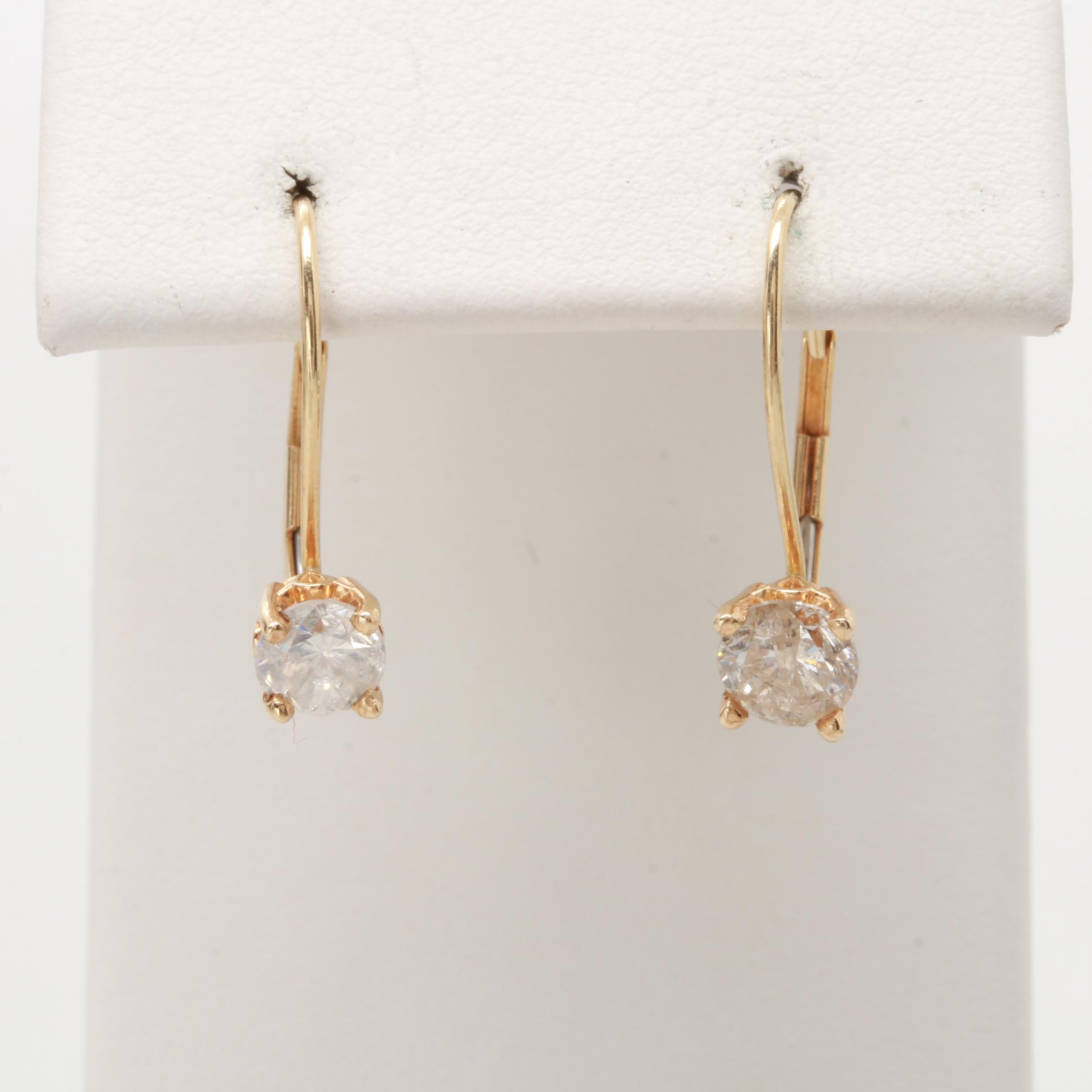 14K Yellow Gold 1.03 CTW Diamond Earrings