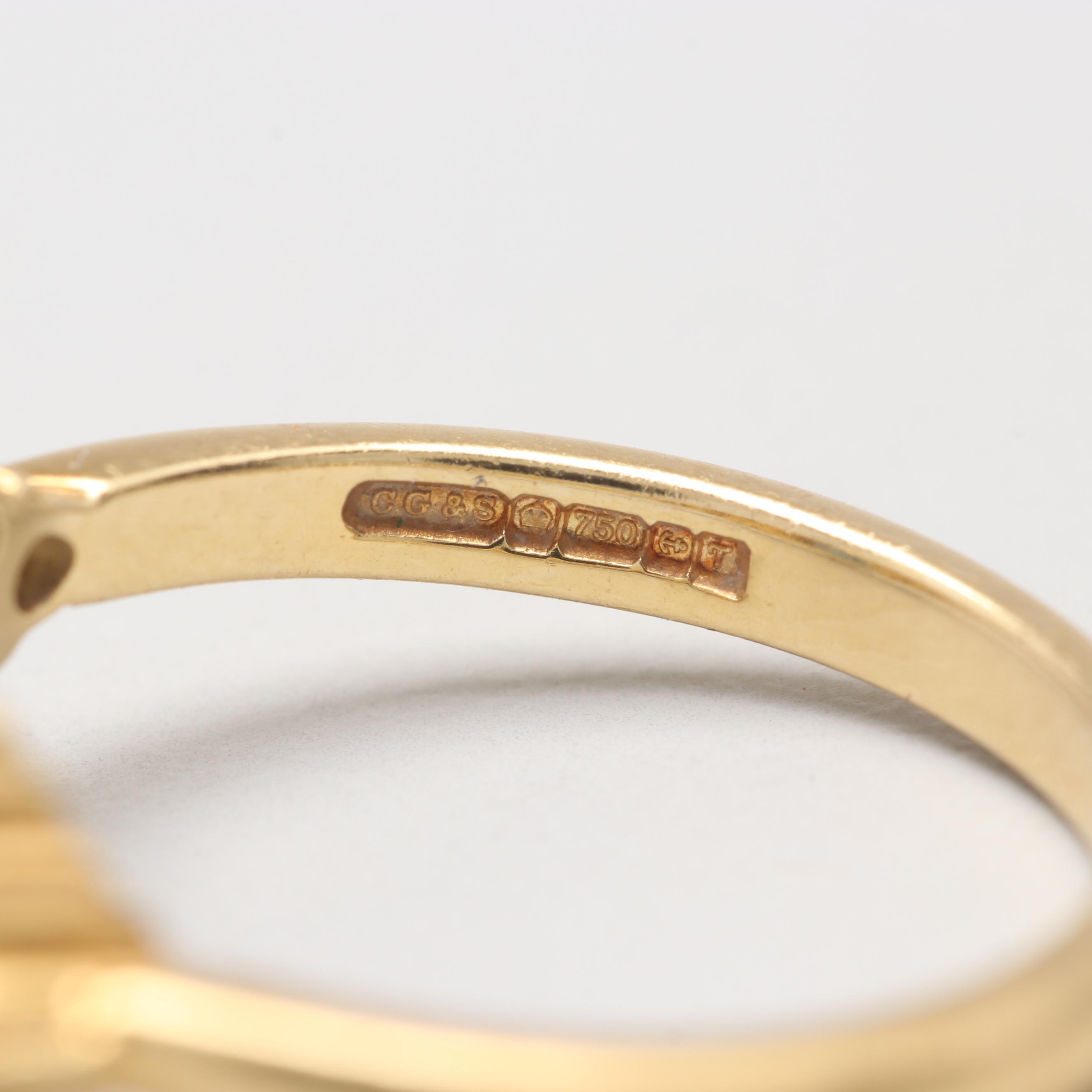 Circa 1960s 18K Yellow Gold Blue Topaz and Diamond Ring