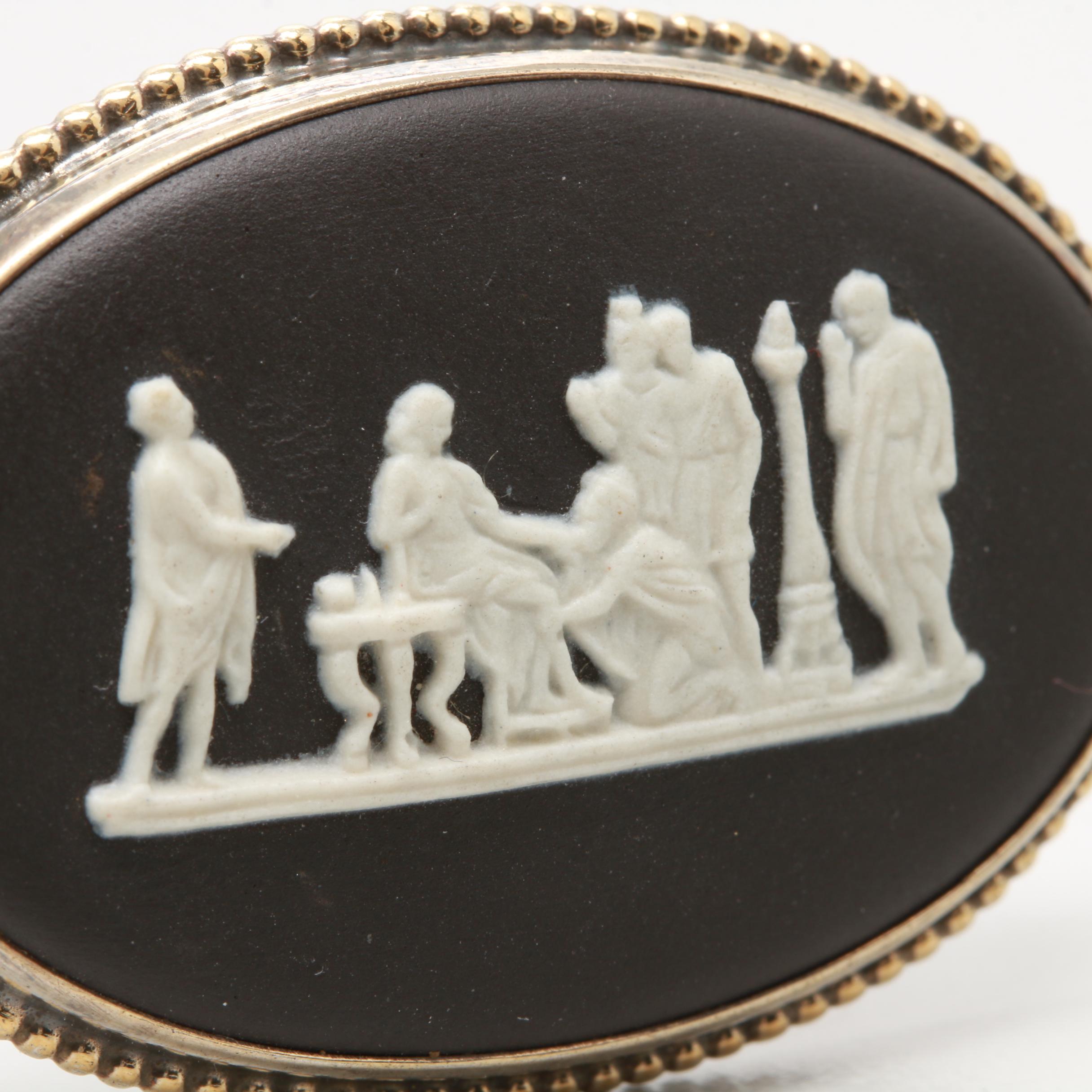 800 Silver Jasperware Brooch