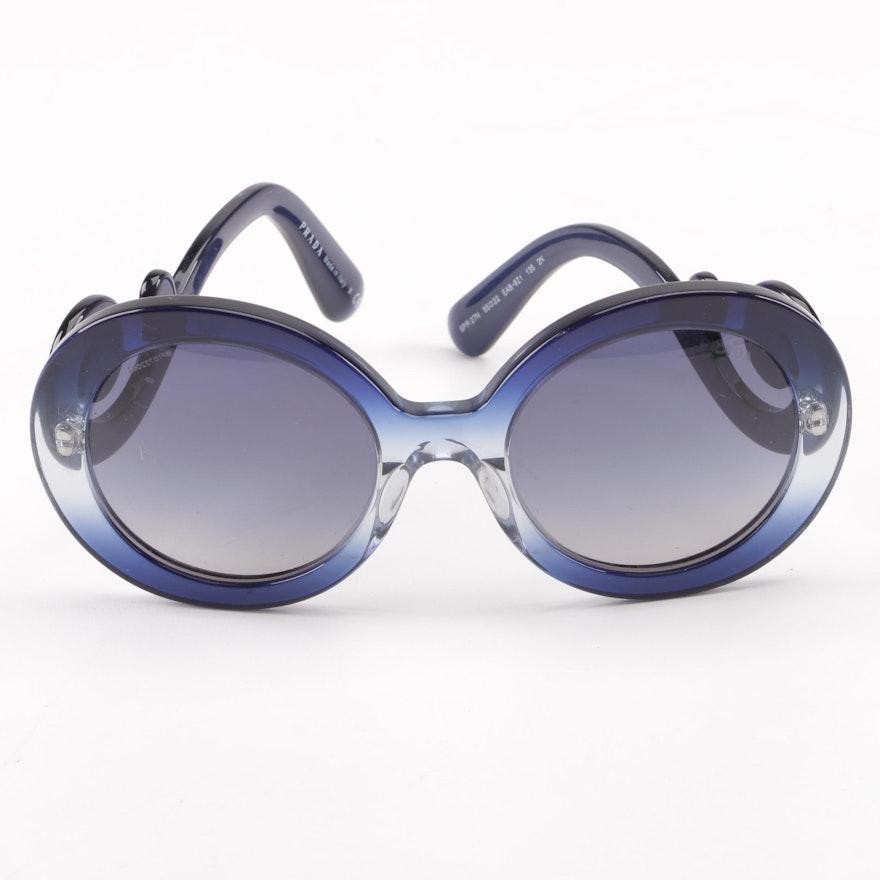 Prada Baroque SPR 27N Blue Semi-Transparent Round Sunglasses