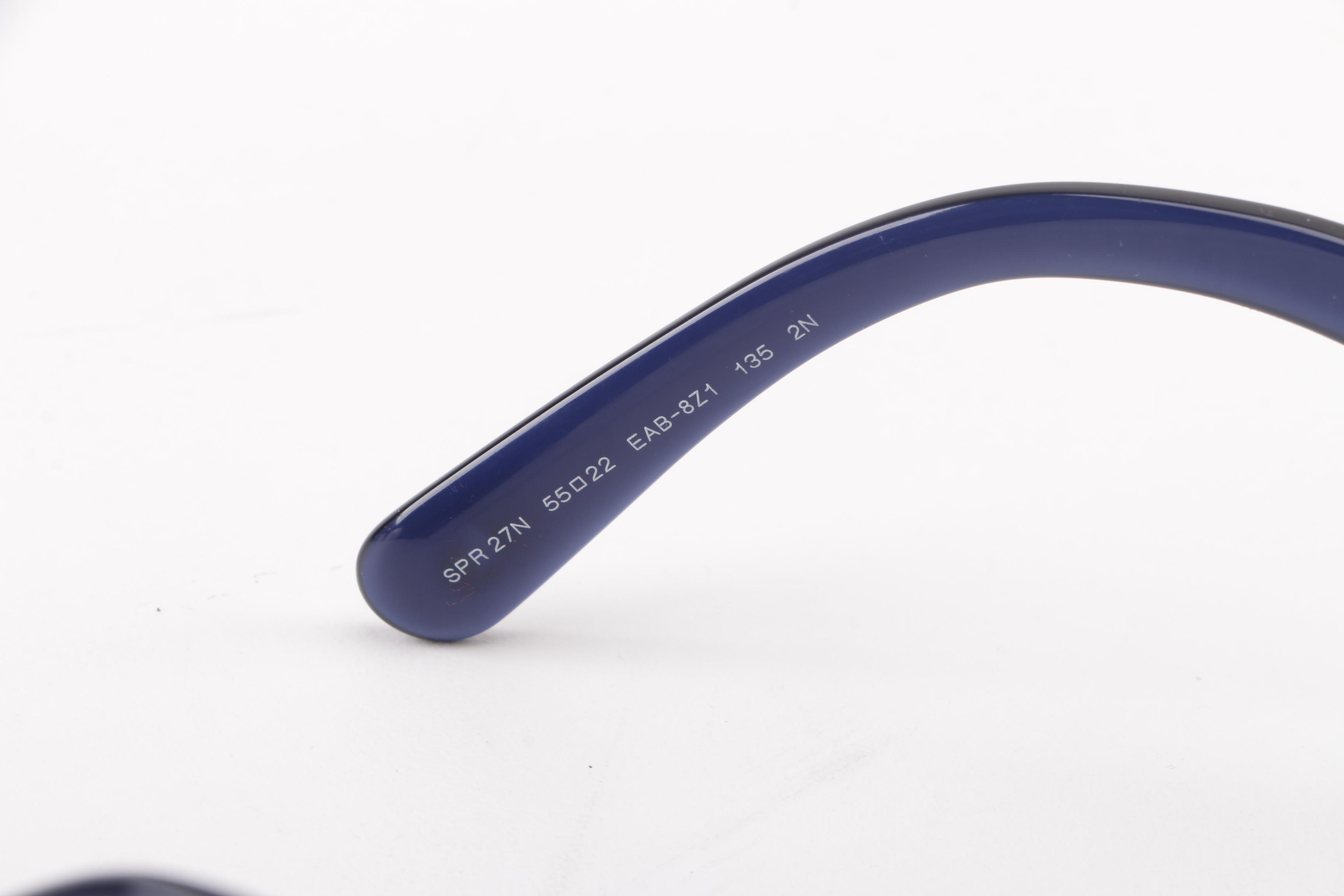 Prada Baroque SPR 27N Blue Semi-Transparent Round Sunglasses