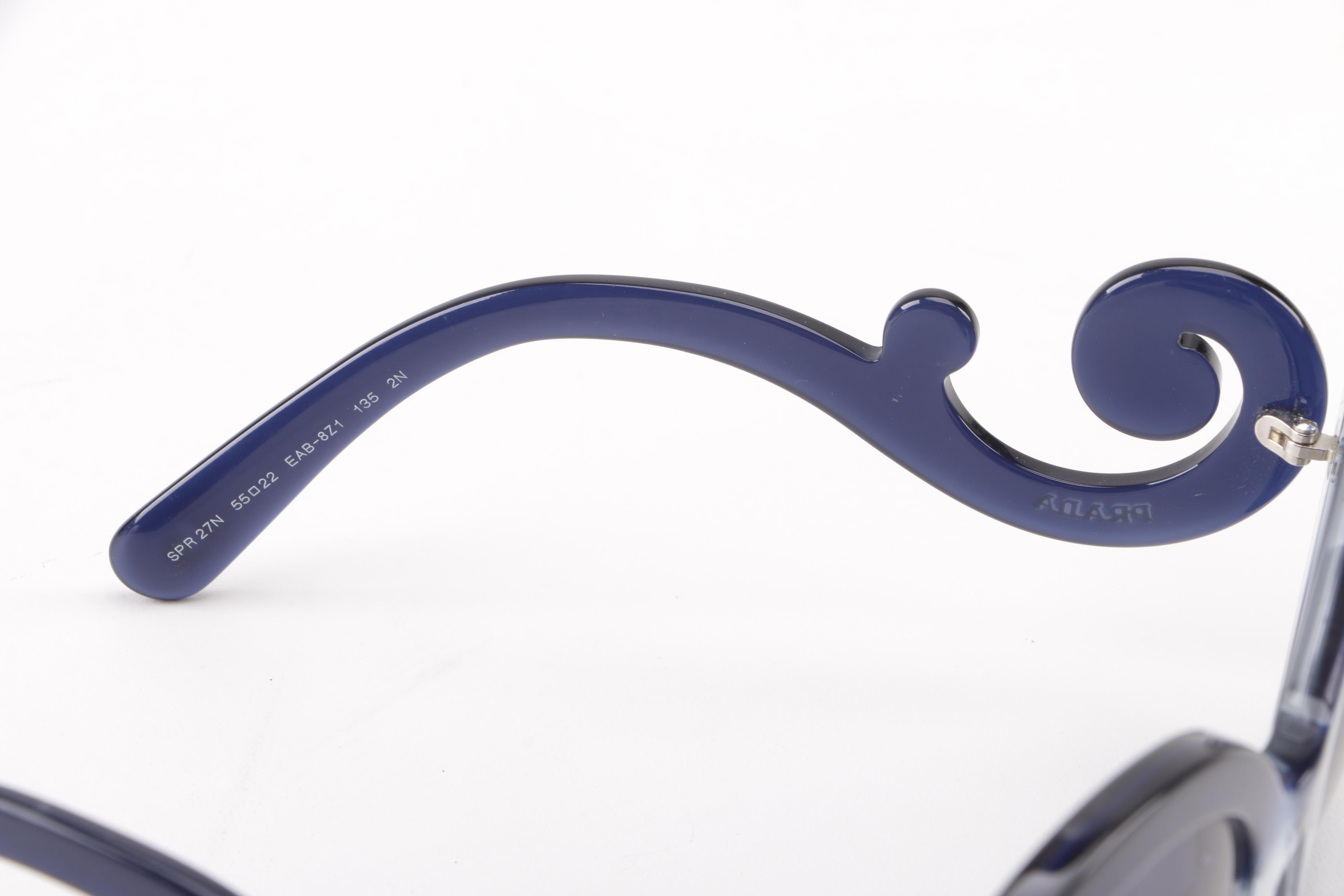 Prada Baroque SPR 27N Blue Semi-Transparent Round Sunglasses