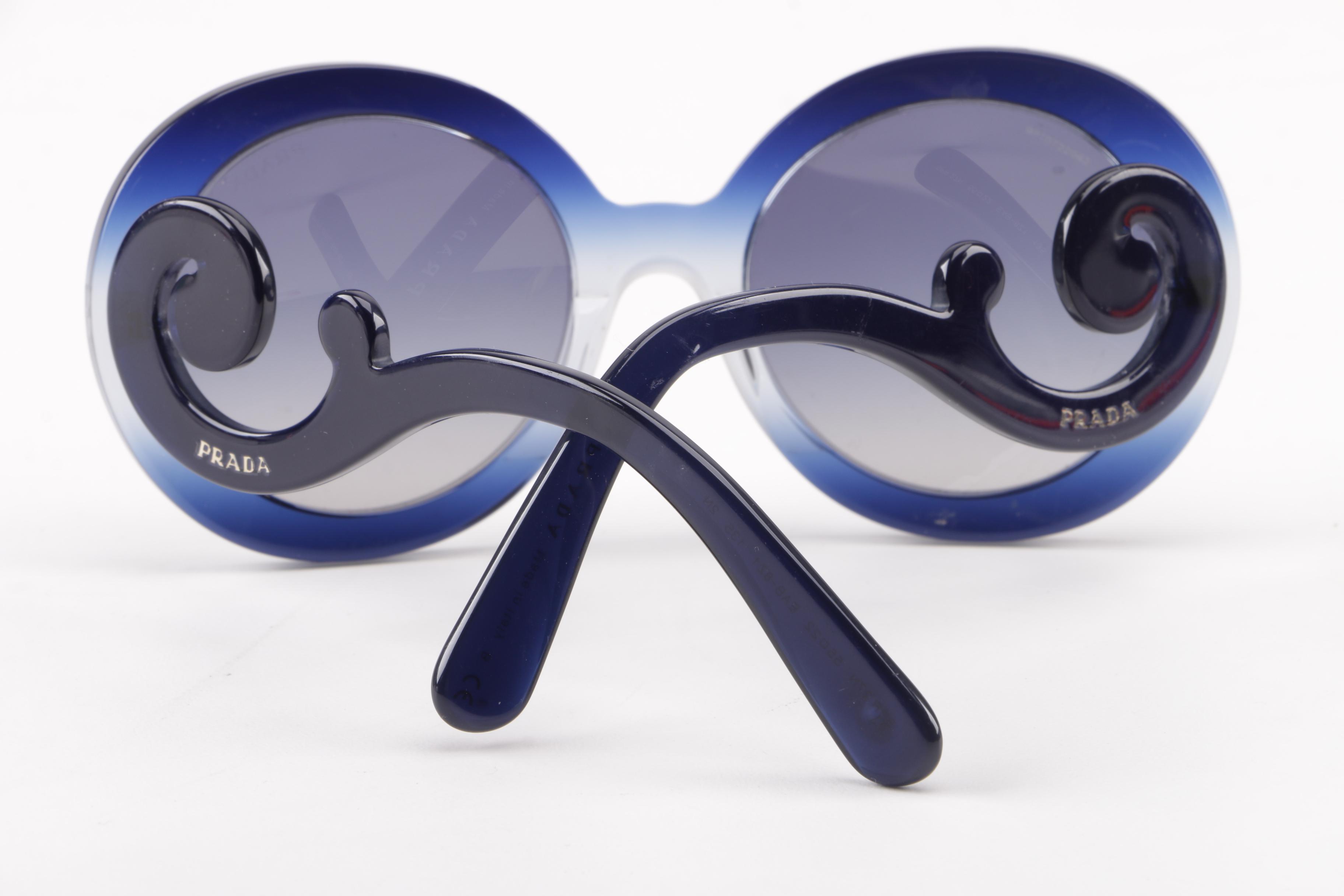 Prada Baroque SPR 27N Blue Semi-Transparent Round Sunglasses