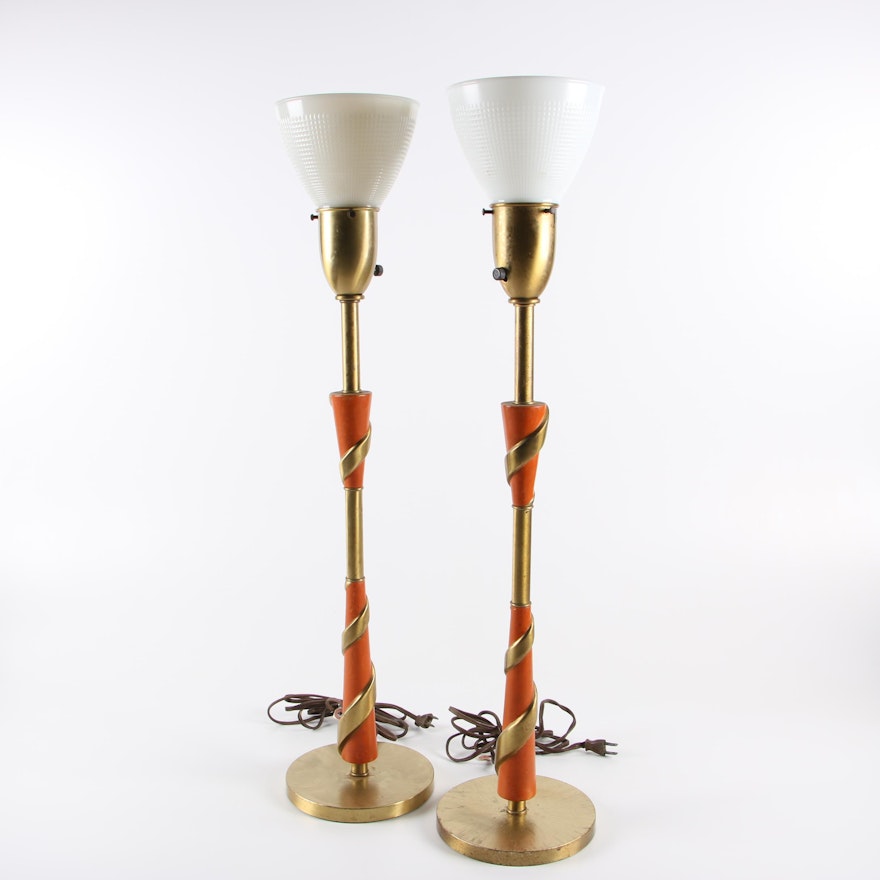 Rembrandt Metallic Twist Torchiere Buffet Lamps