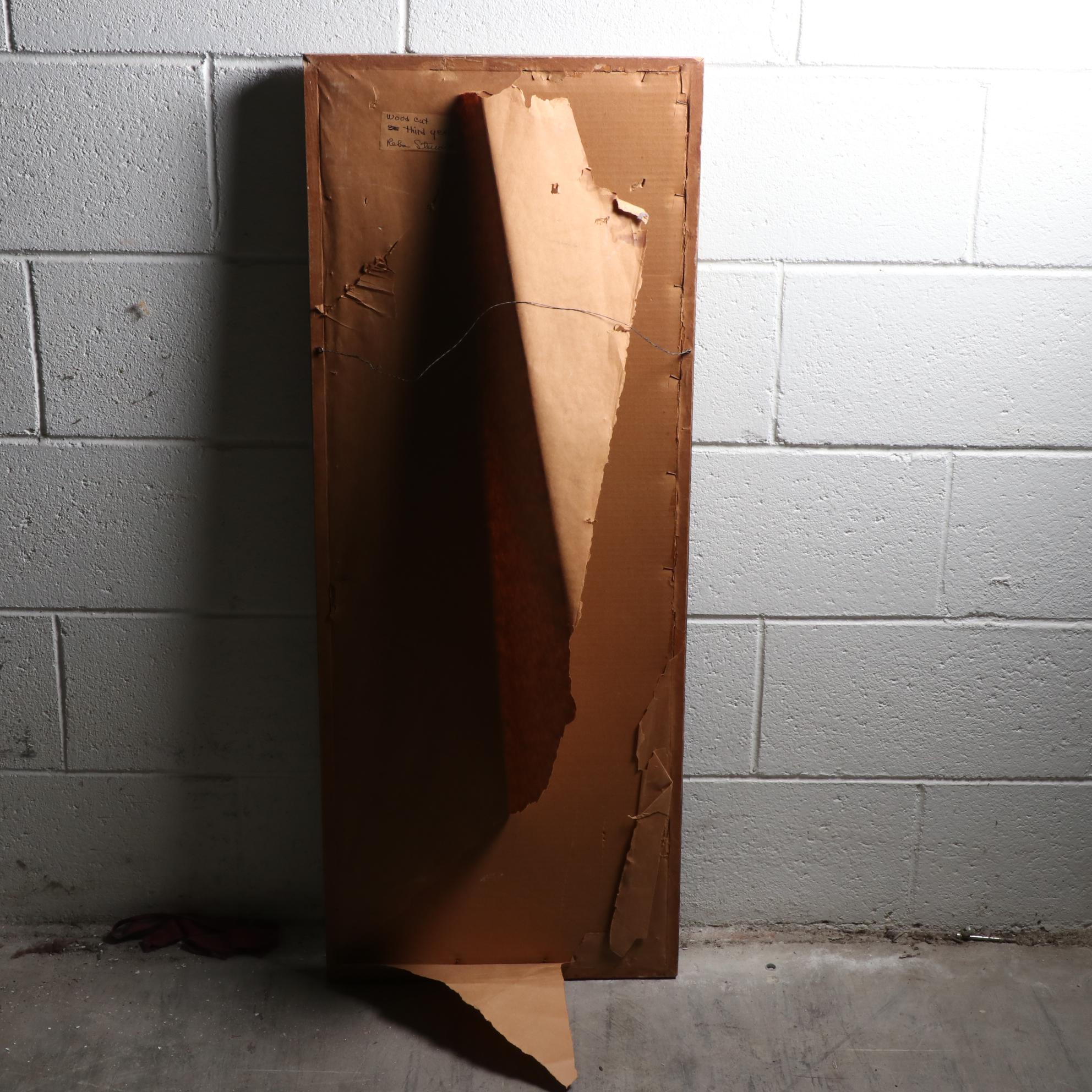 Reba Stewart Woodcut on Handmade Paper "Temple" 1953