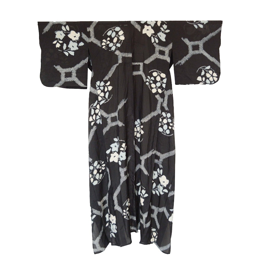 Circa 1900s Antique Handwoven Ro Silk Summer Kimono