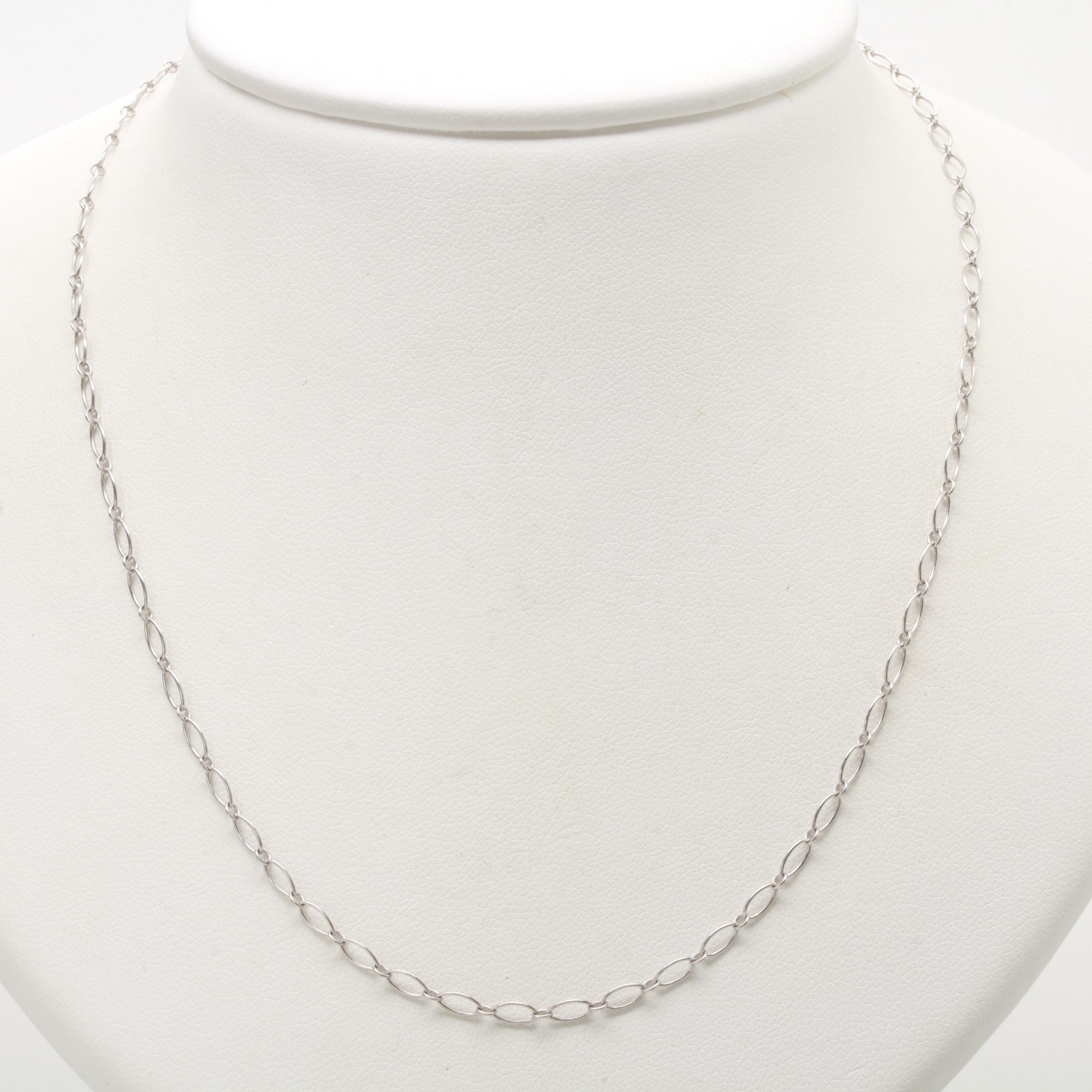 Tiffany & Co. 18K White Gold Oval Link Chain Necklace