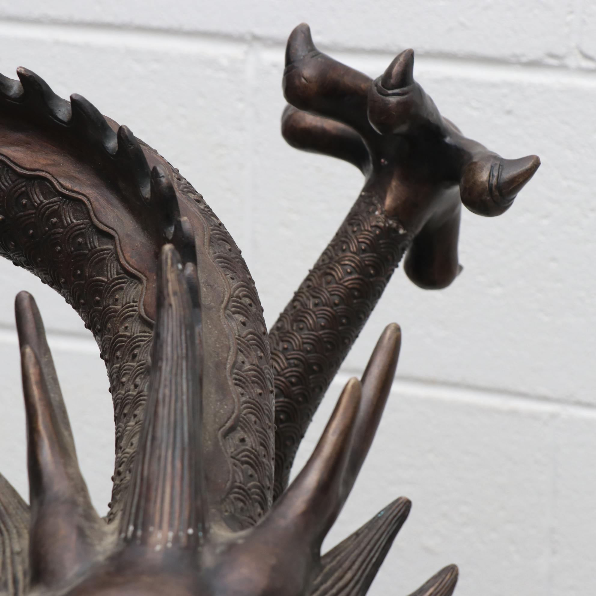 Oversized Chinese Bronze Metallic Dragon Sculpture