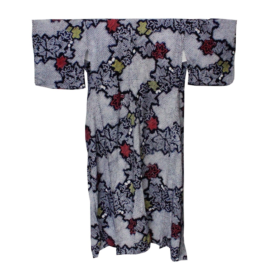Circa 1950s Vintage Handwoven Cotton Yukata Kimono