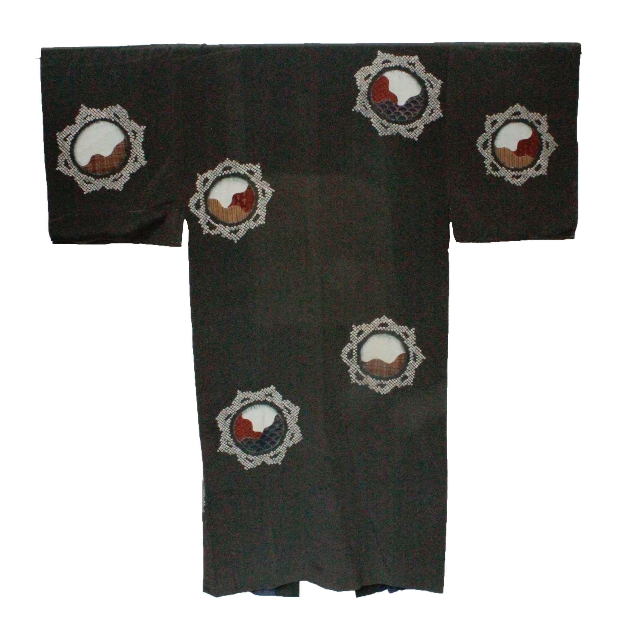 Circa 1900 Antique Handwoven Hemp and Silk Crepe Kimono