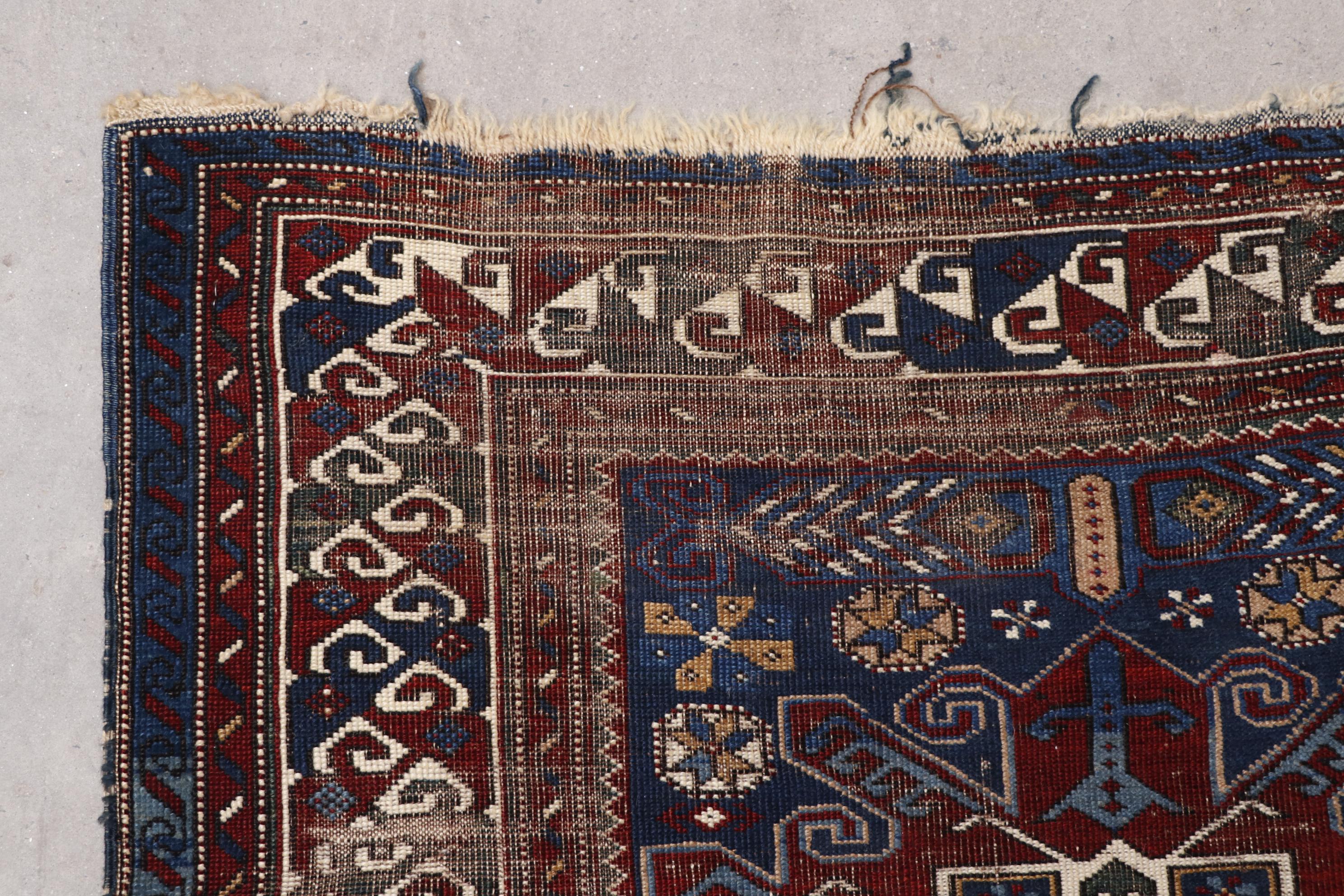 Hand-Knotted Caucasian Shirvan Wool Rug