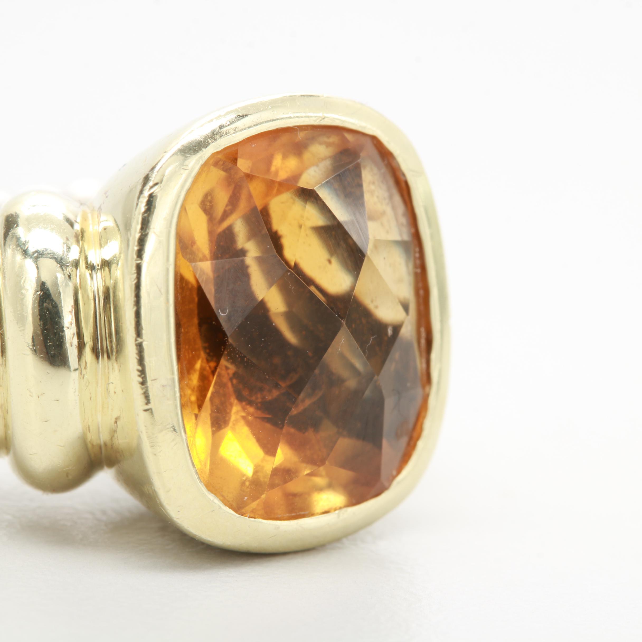 David Yurman Sterling Silver "Cable Collection" Citrine Ring