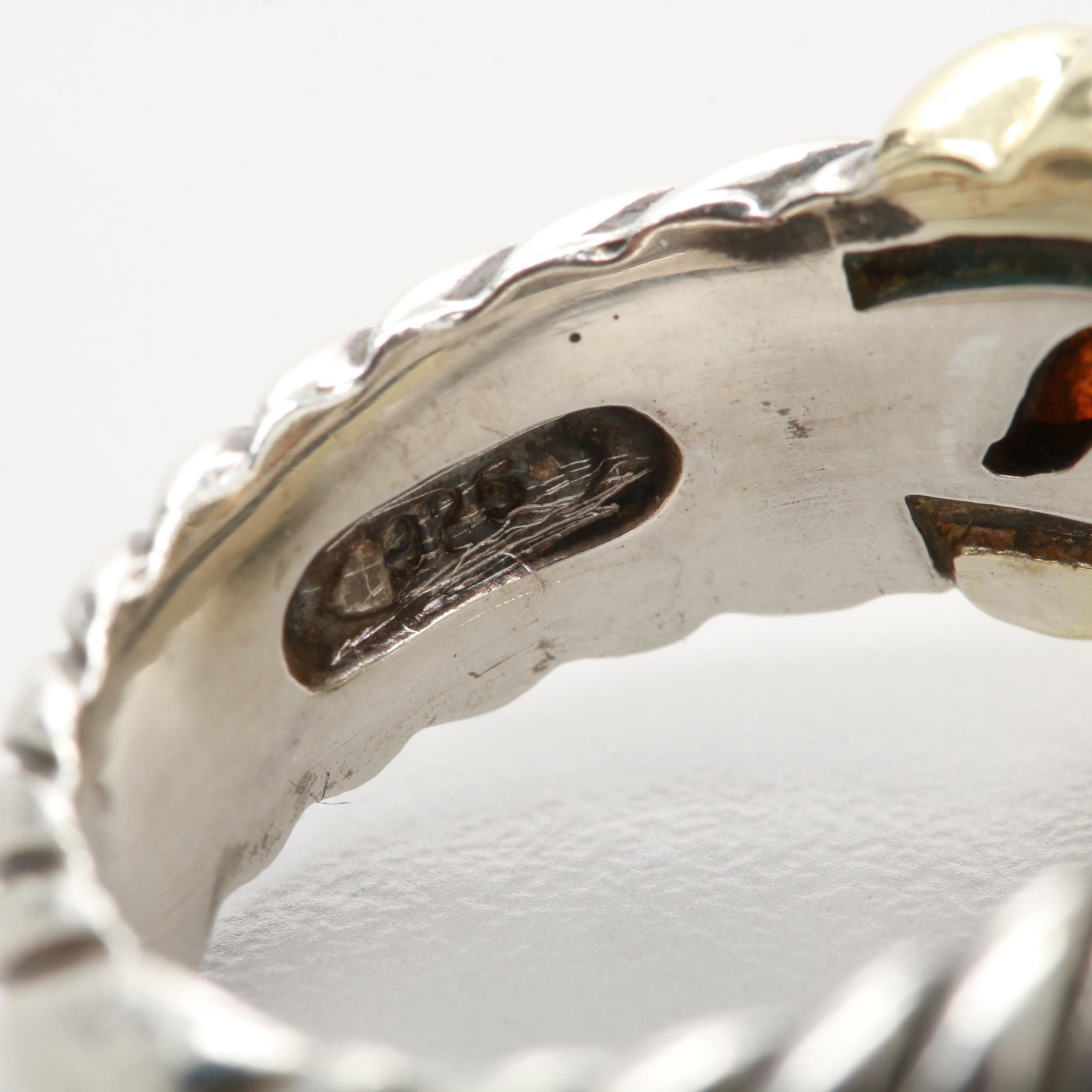 David Yurman Sterling Silver "Cable Collection" Citrine Ring