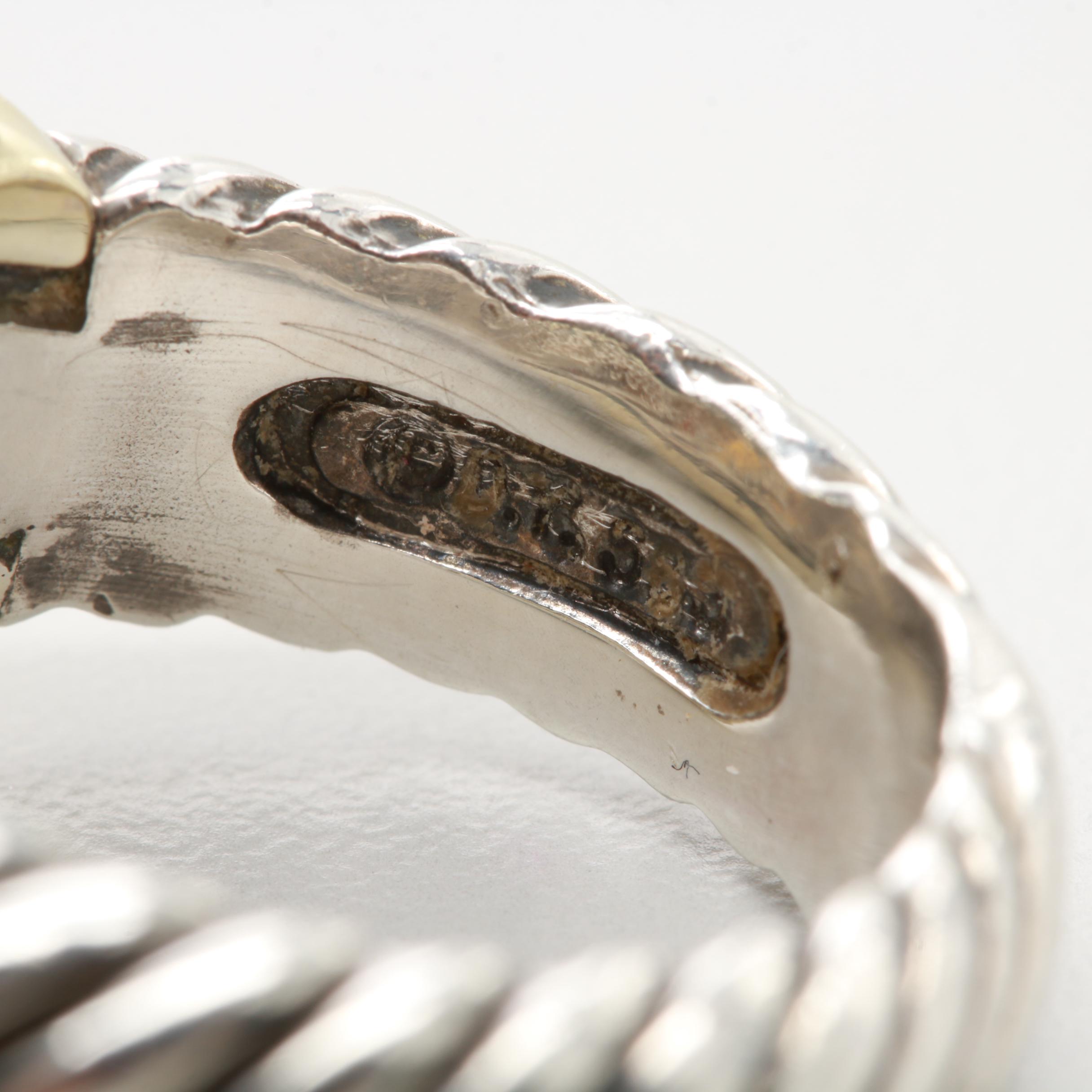 David Yurman Sterling Silver "Cable Collection" Citrine Ring