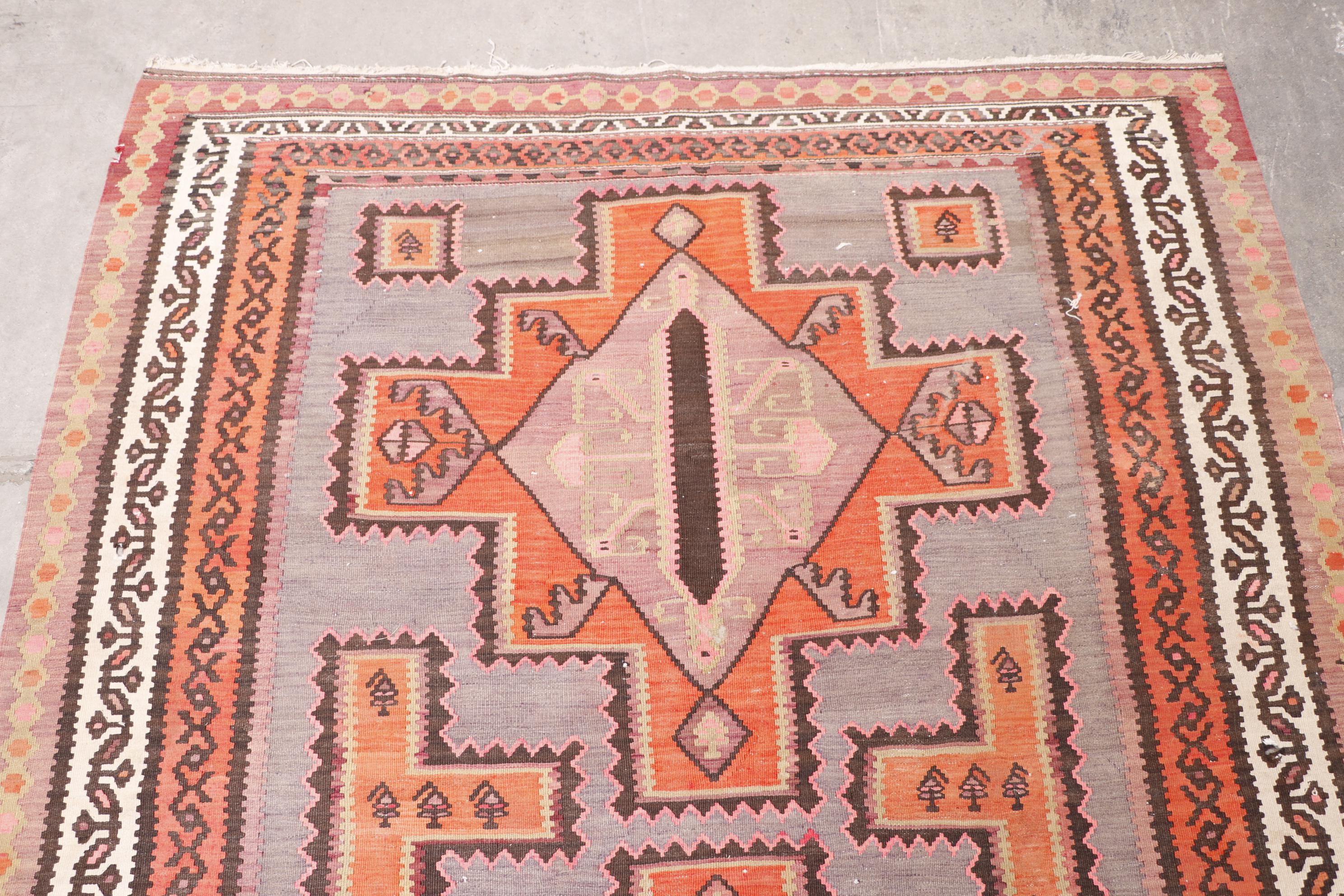 Handwoven Persian Afshar Slitweave Wool Kilim