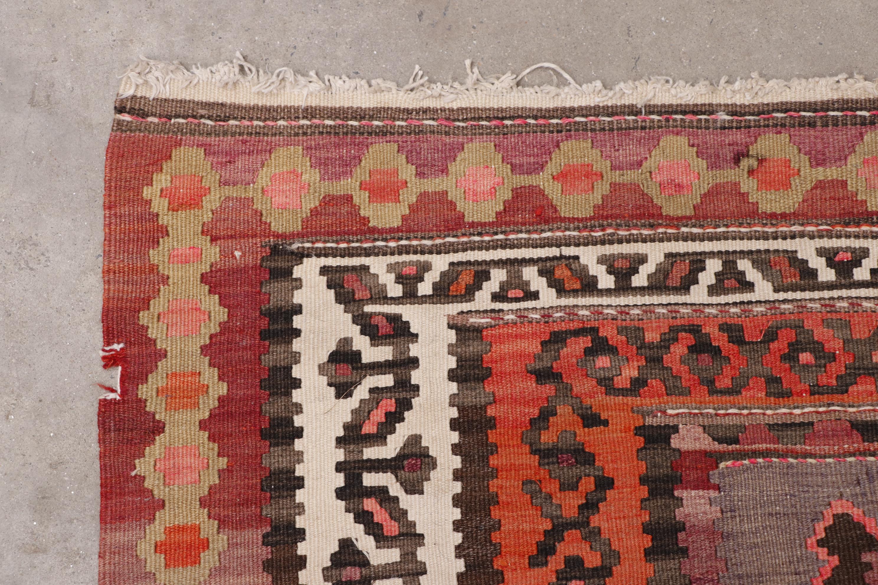 Handwoven Persian Afshar Slitweave Wool Kilim