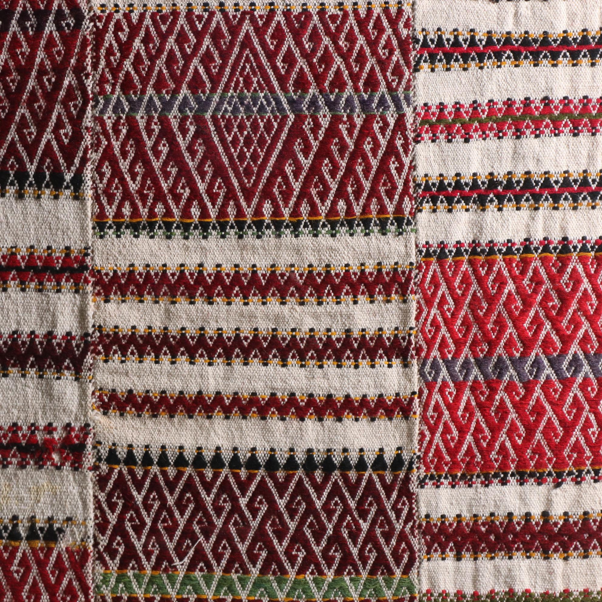 Handwoven Turkish Konya Wool Yastik Displayed in Plexiglass