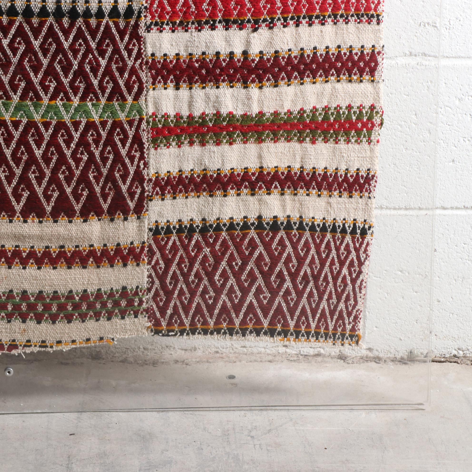 Handwoven Turkish Konya Wool Yastik Displayed in Plexiglass