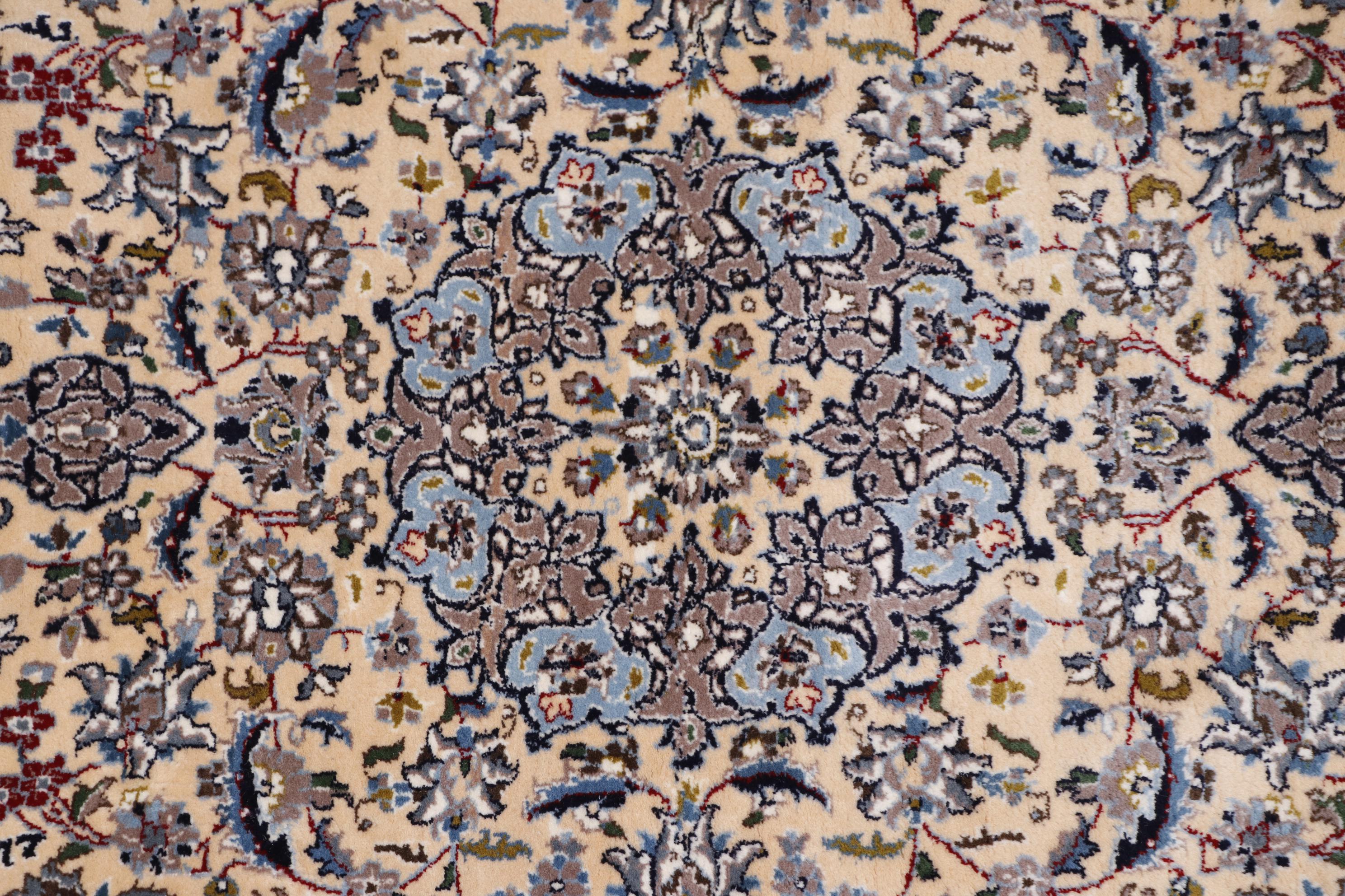 Finely Hand-Knotted Persian Nain Wool Rug